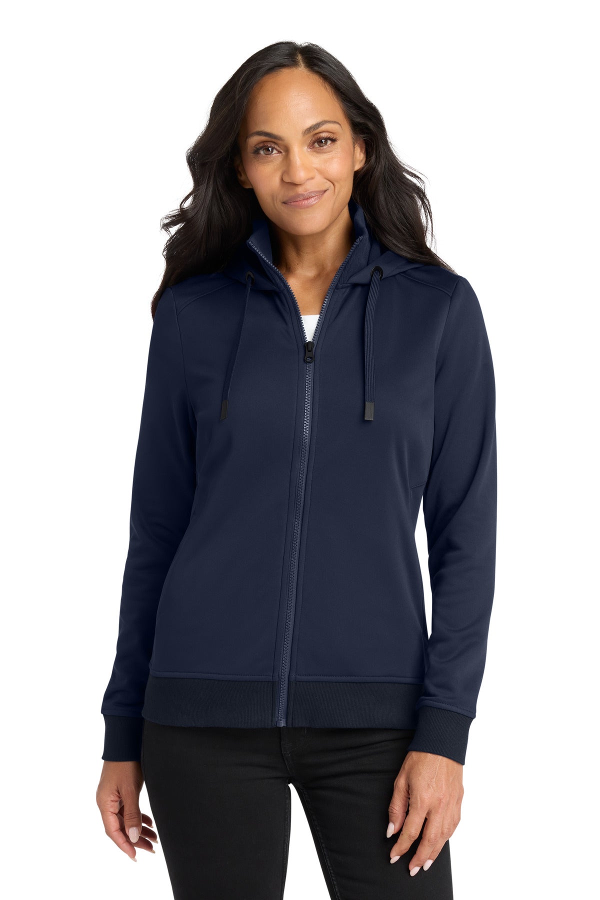 Port Authority Women's Smooth Fleece Hooded Jacket L814 in River Blue Navy