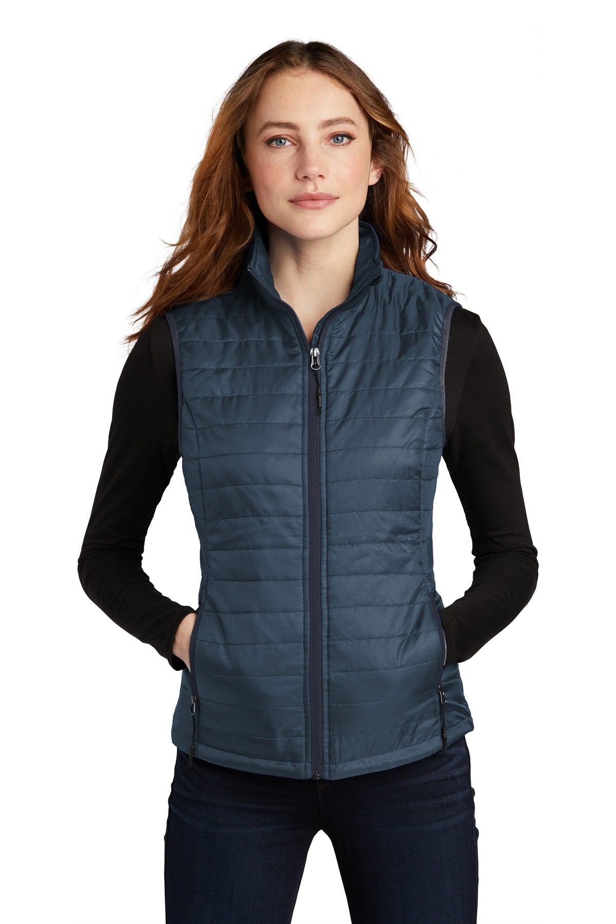 Port Authority  Women's Packable Puffy Vest L851 in Regatta Blue/ River Blue Navy