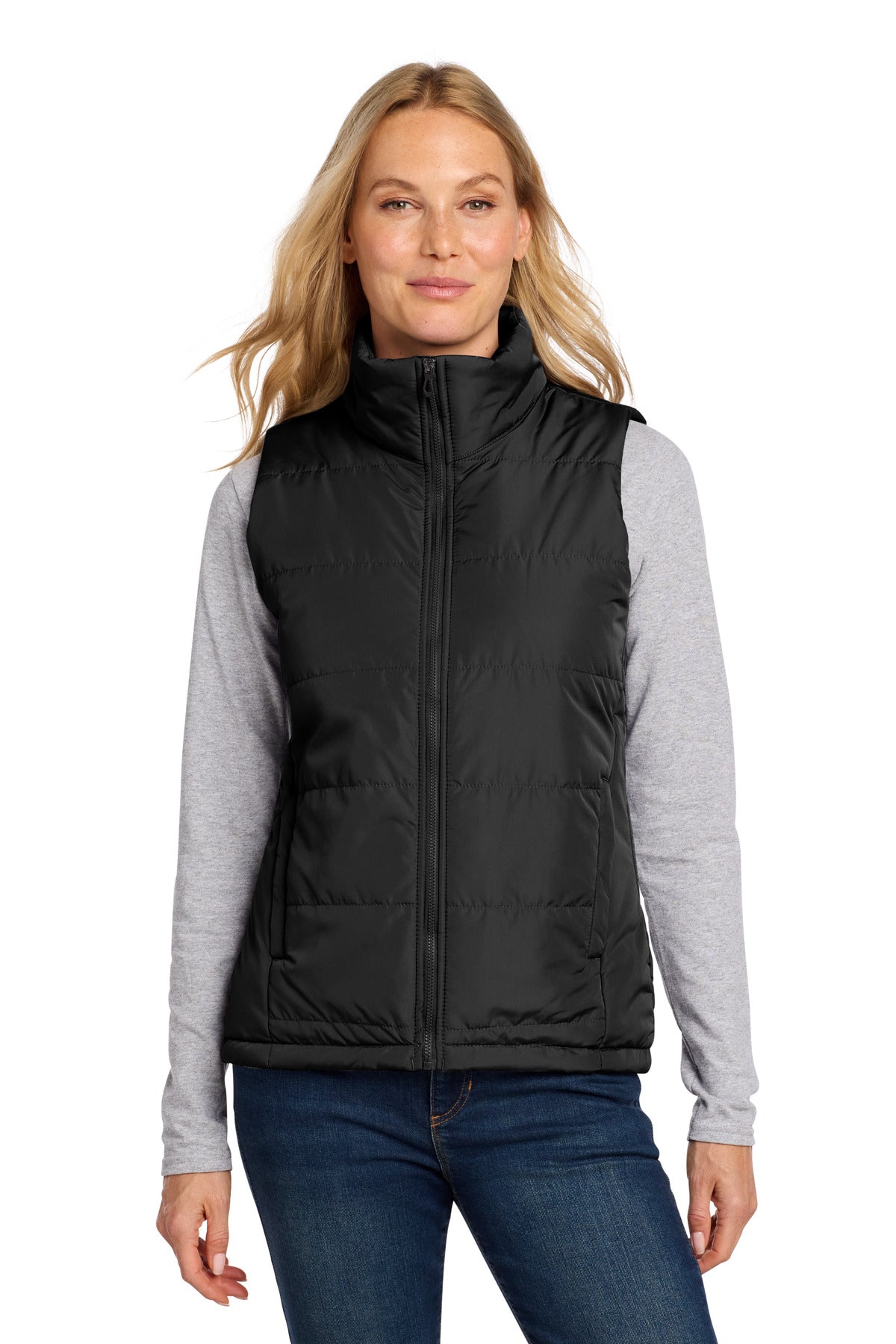 Port Authority Women's Puffer Vest L853 in Deep Black