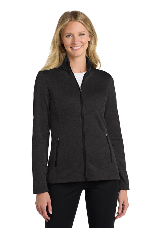 Port Authority  Women's Collective Striated Fleece Jacket. L905 in Deep Black Heather