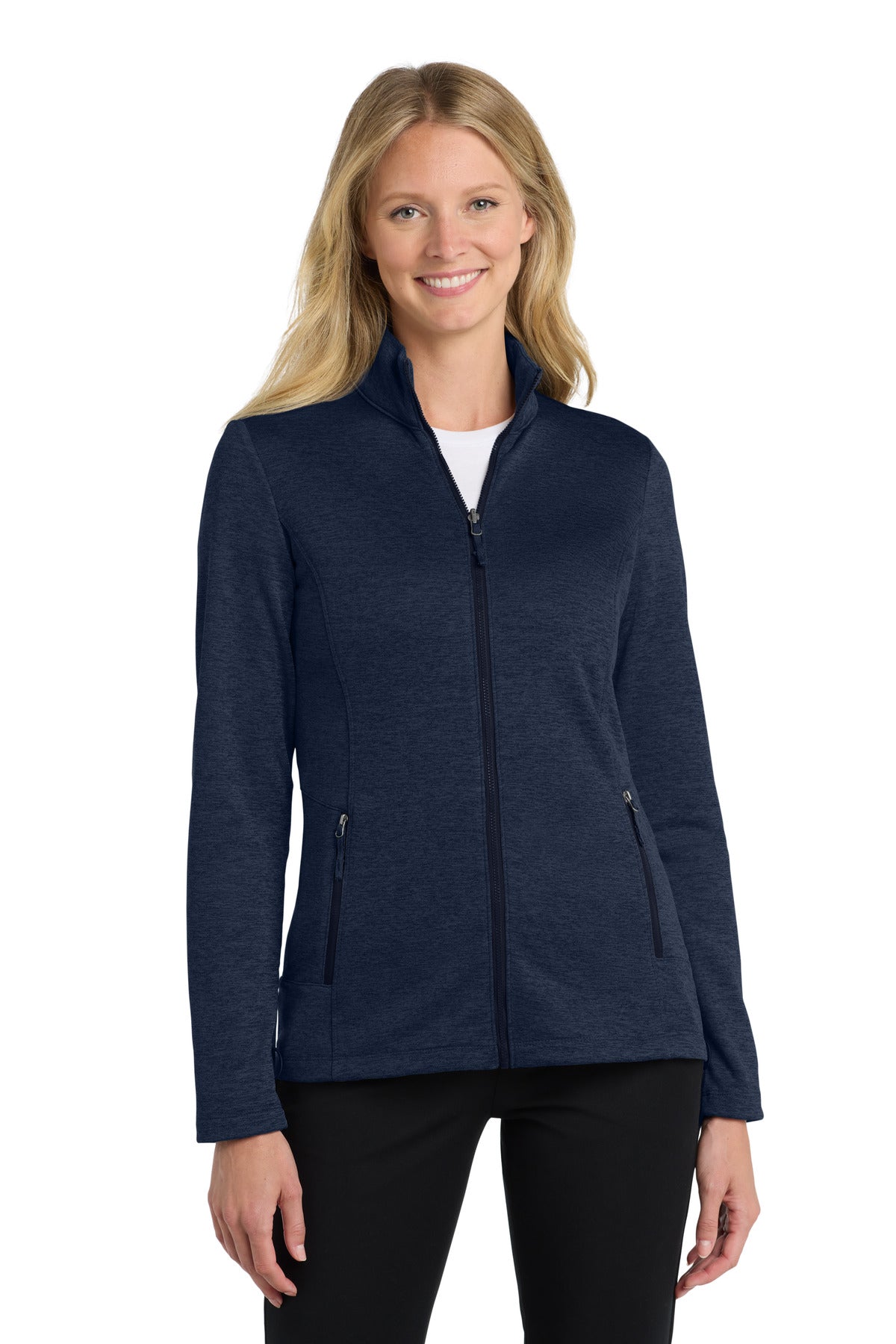 Port Authority  Women's Collective Striated Fleece Jacket. L905 in River Blue Navy Heather