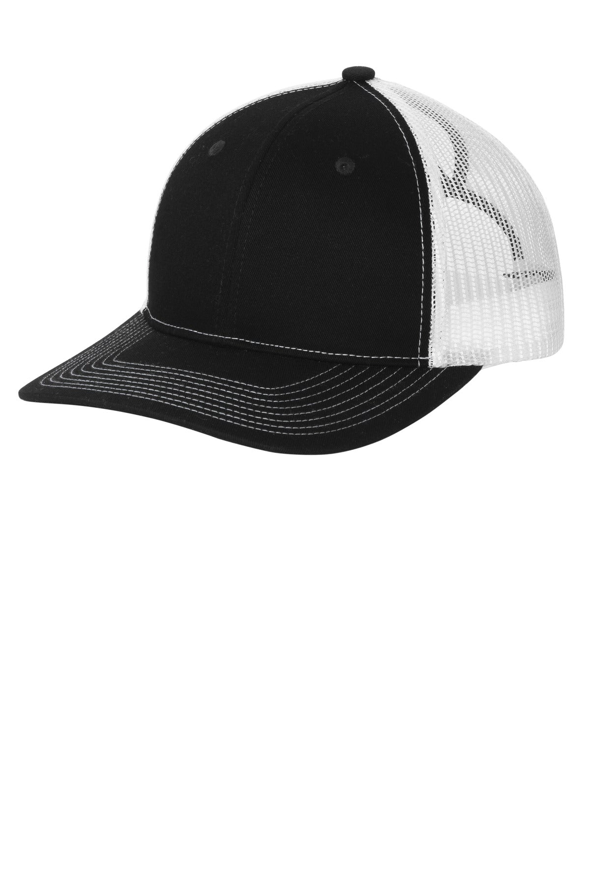 Port Authority Snapback Ponytail Trucker Cap LC401 in Black/ White
