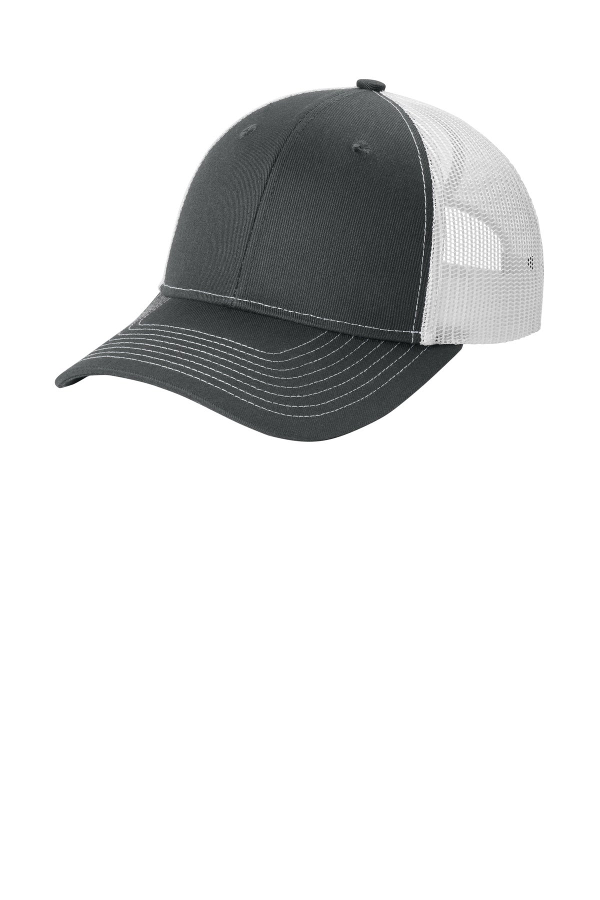 Port Authority Snapback Ponytail Trucker Cap LC401 in Grey Steel/ White