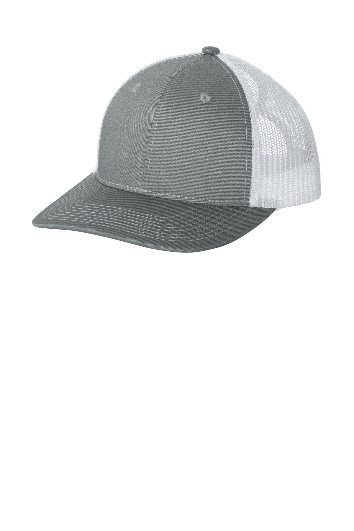 Port Authority Snapback Ponytail Trucker Cap LC401 in Heather Grey/ White