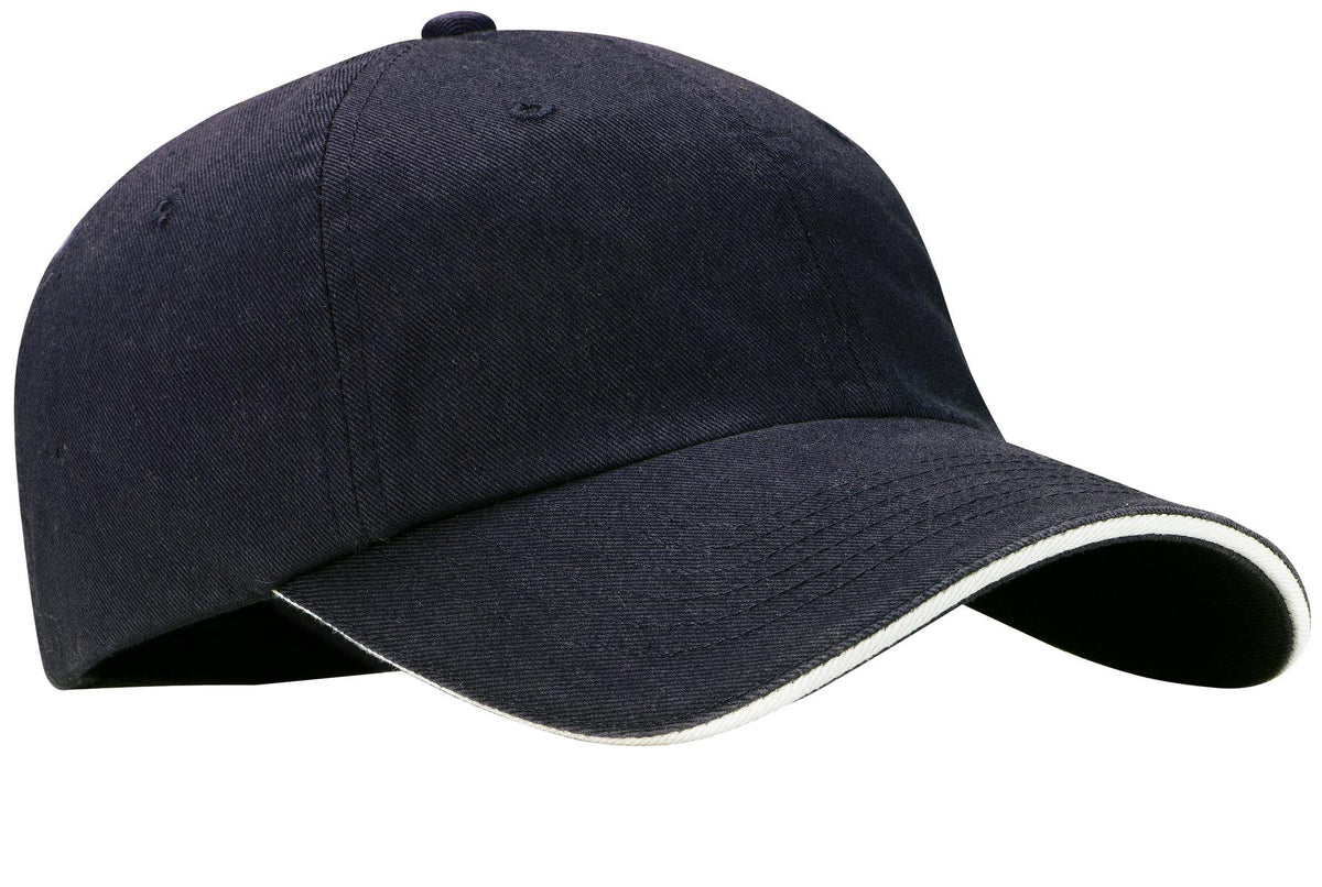 Port Authority Sandwich Bill Cap with Striped Closure.  C830 in Classic Navy/ White