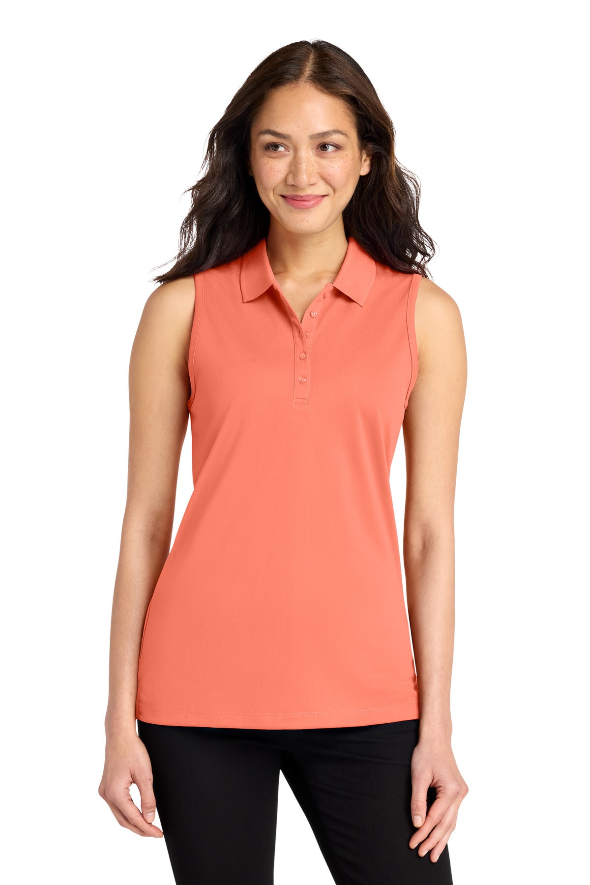 Port Authority Women's Dry Zone UV Micro-Mesh Sleeveless Polo LK110SV in Coral Splash