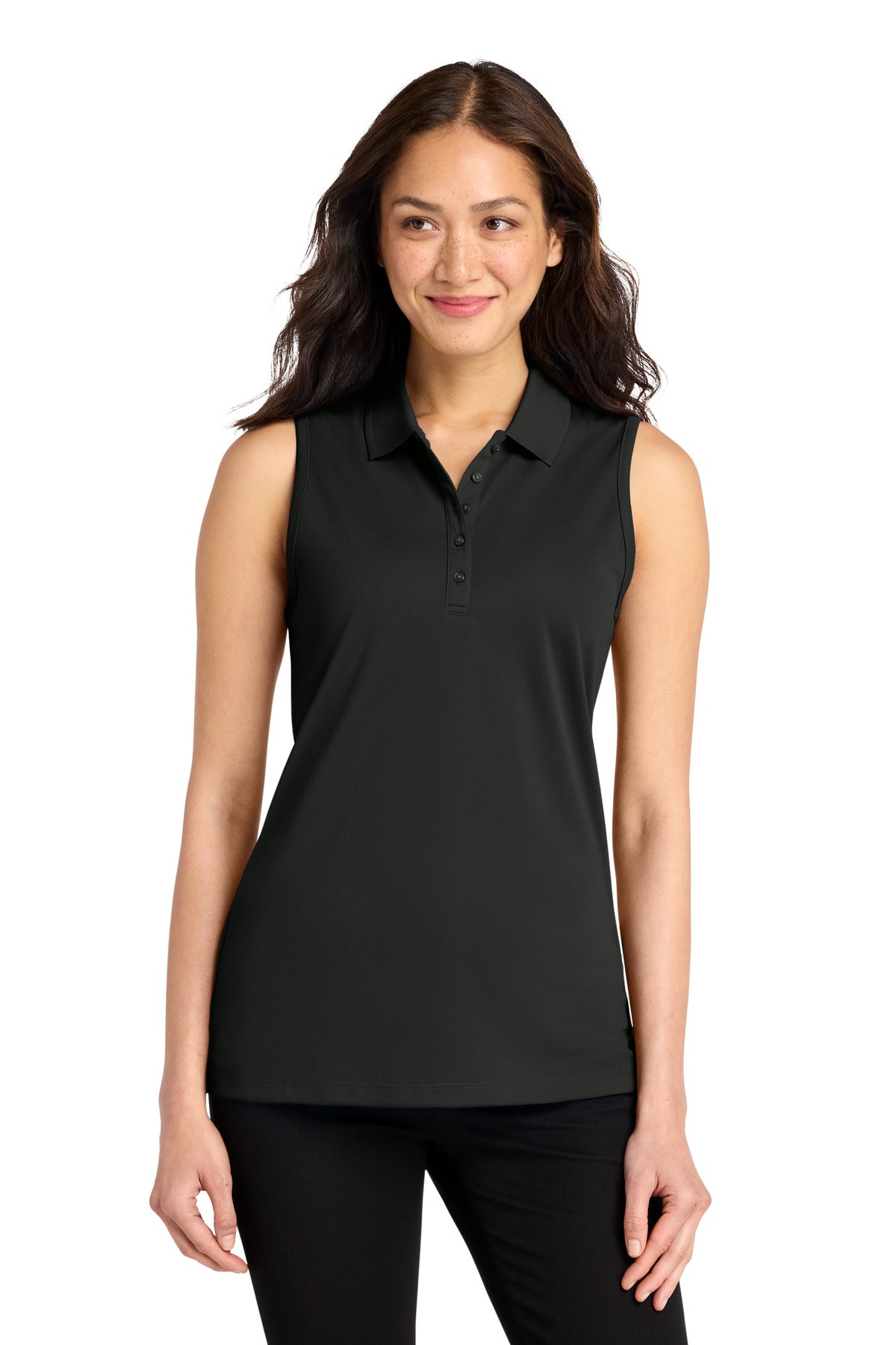 Port Authority Women's Dry Zone UV Micro-Mesh Sleeveless Polo LK110SV in Deep Black