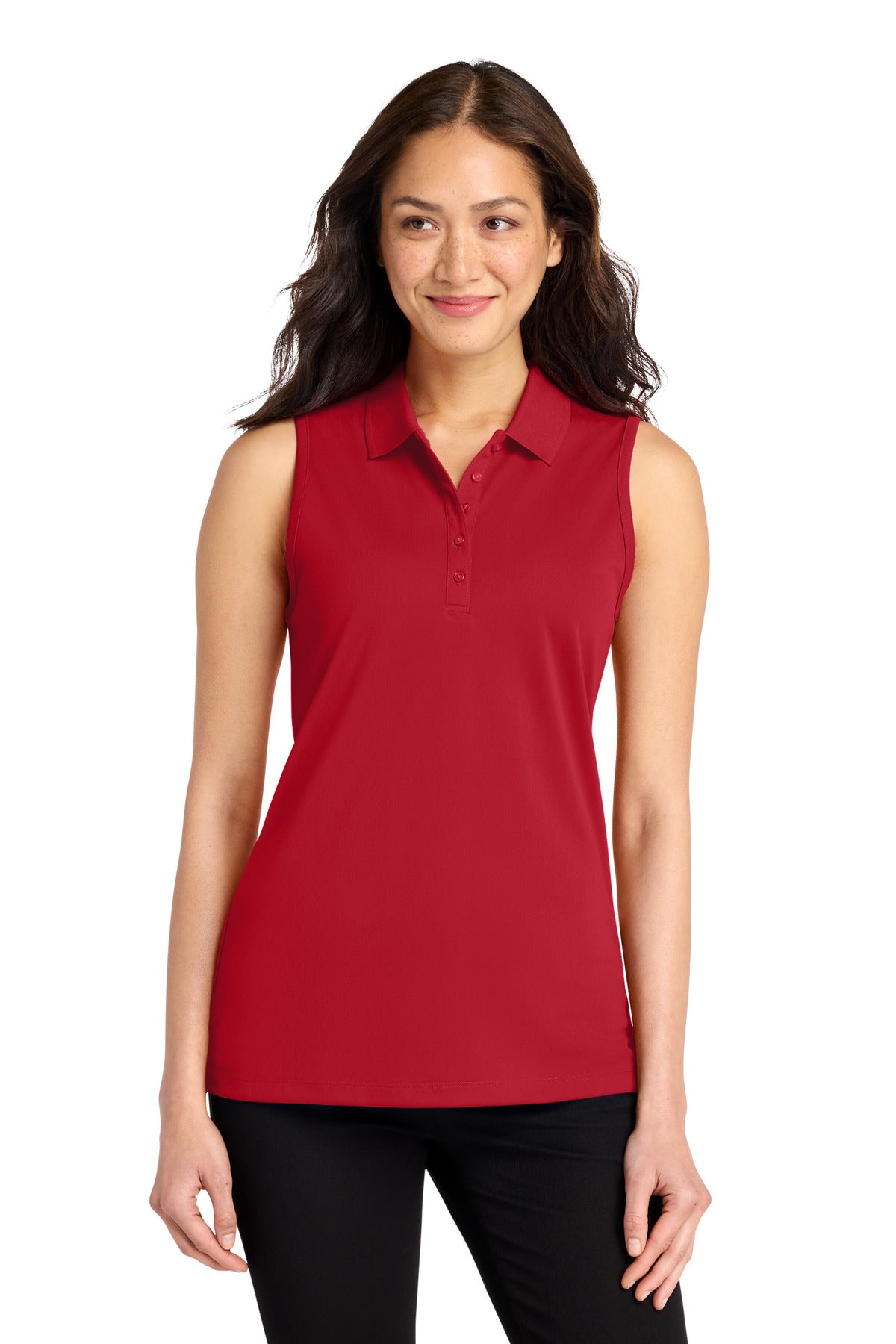 Port Authority Women's Dry Zone UV Micro-Mesh Sleeveless Polo LK110SV in Rich Red