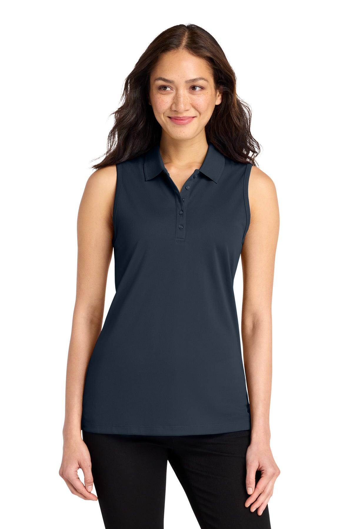 Port Authority Women's Dry Zone UV Micro-Mesh Sleeveless Polo LK110SV in River Blue Navy