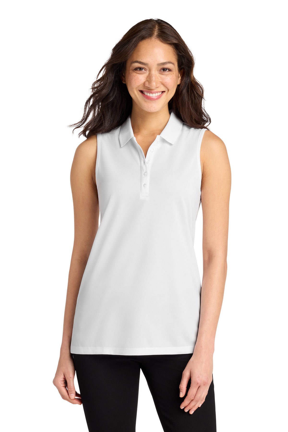 Port Authority Women's Dry Zone UV Micro-Mesh Sleeveless Polo LK110SV in White