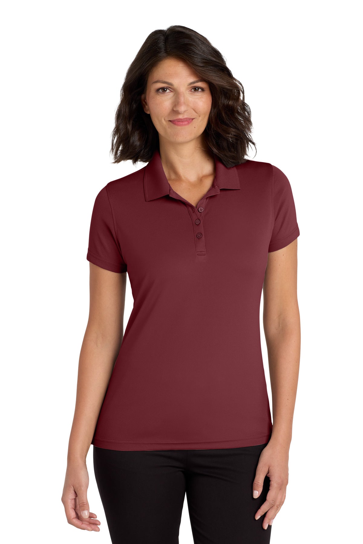 Port Authority Women's Dry Zone UV Micro-Mesh Polo. LK110 in Burgundy