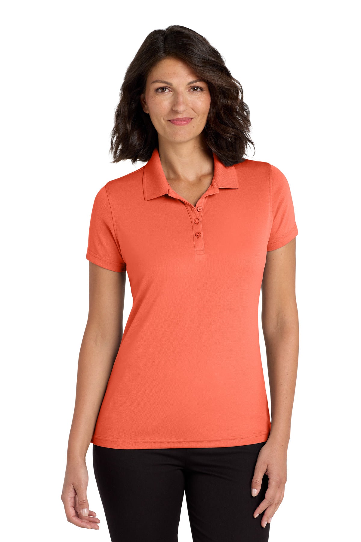 Port Authority Women's Dry Zone UV Micro-Mesh Polo. LK110 in Coral Splash