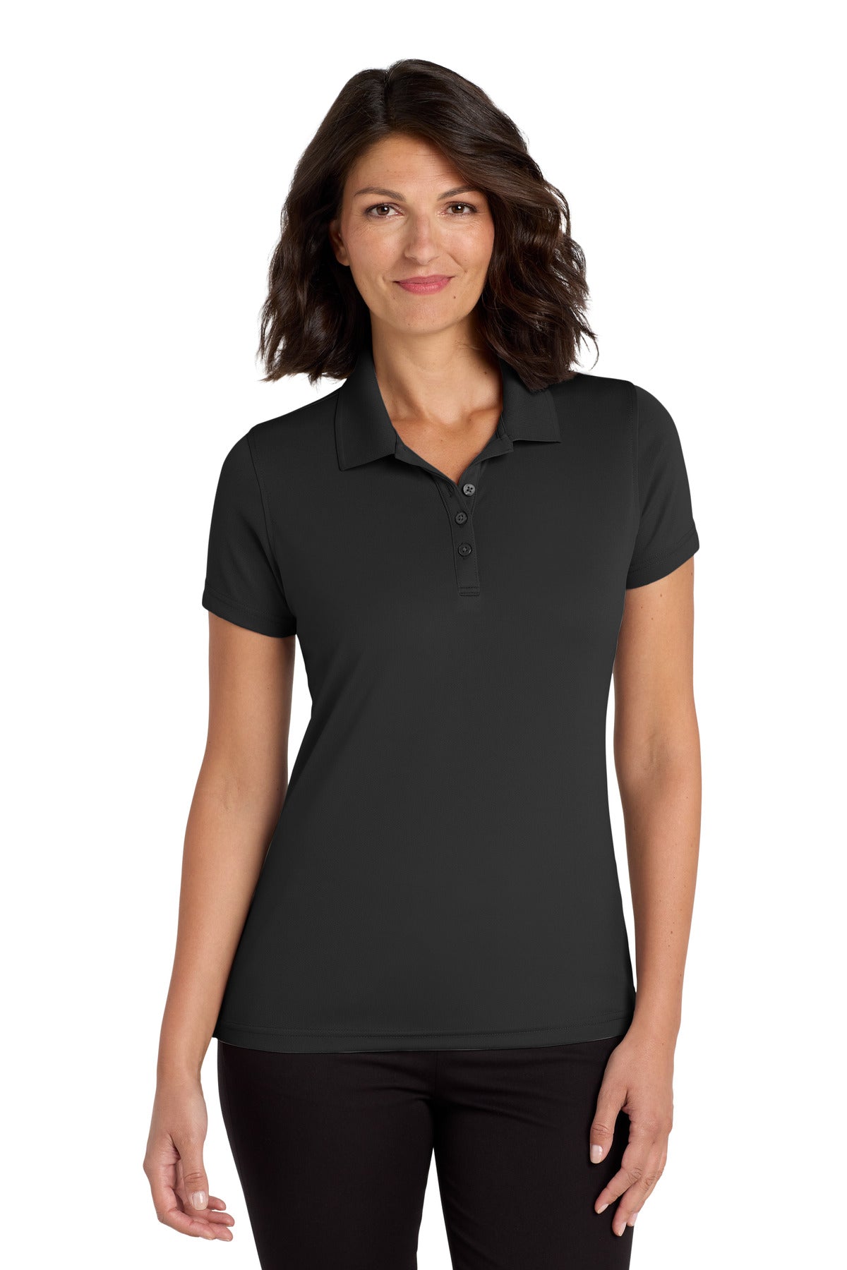 Port Authority Women's Dry Zone UV Micro-Mesh Polo. LK110 in Deep Black
