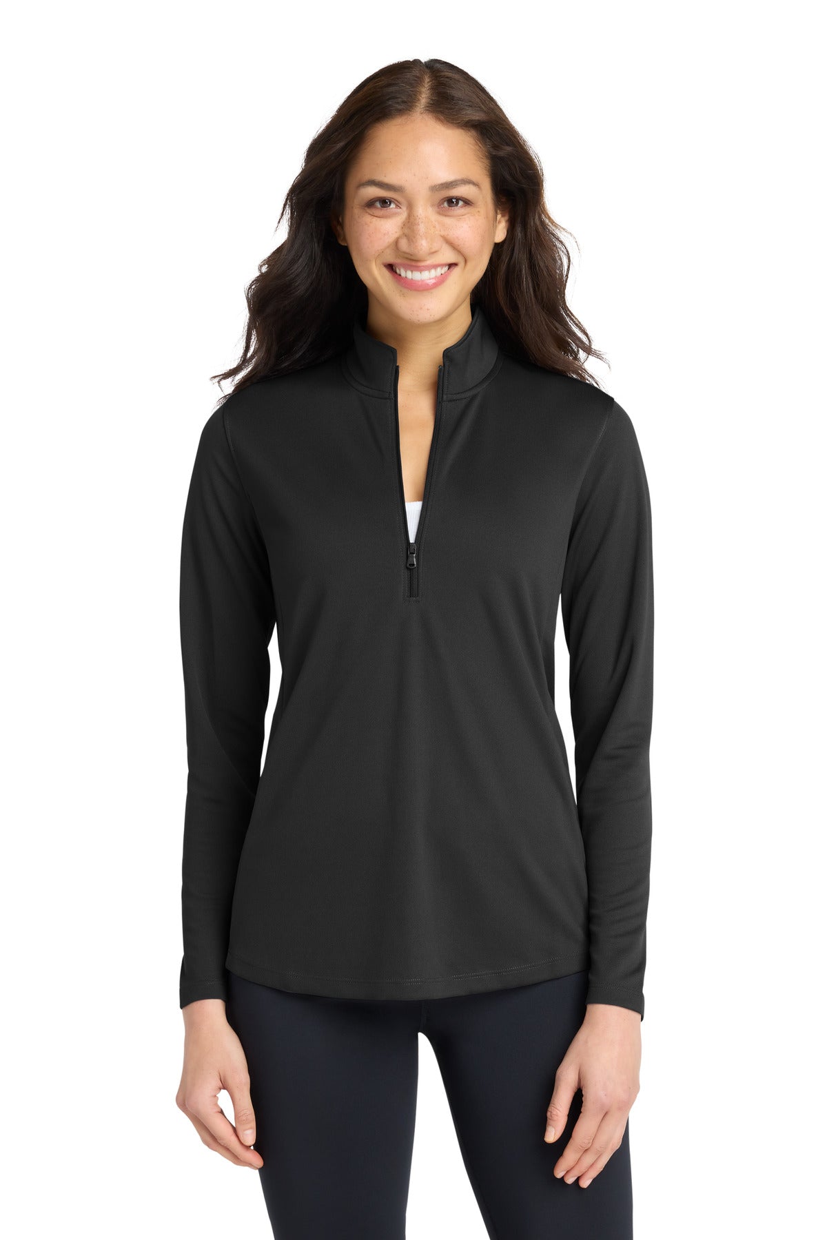 Port Authority Women's Dry Zone UV Micro-Mesh 1/4-Zip LK112 in Deep Black