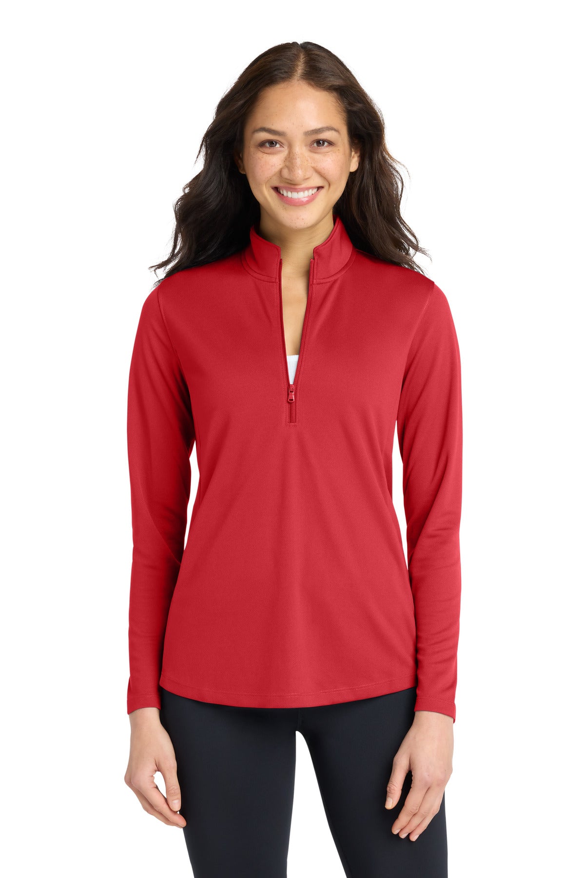 Port Authority Women's Dry Zone UV Micro-Mesh 1/4-Zip LK112 in Rich Red