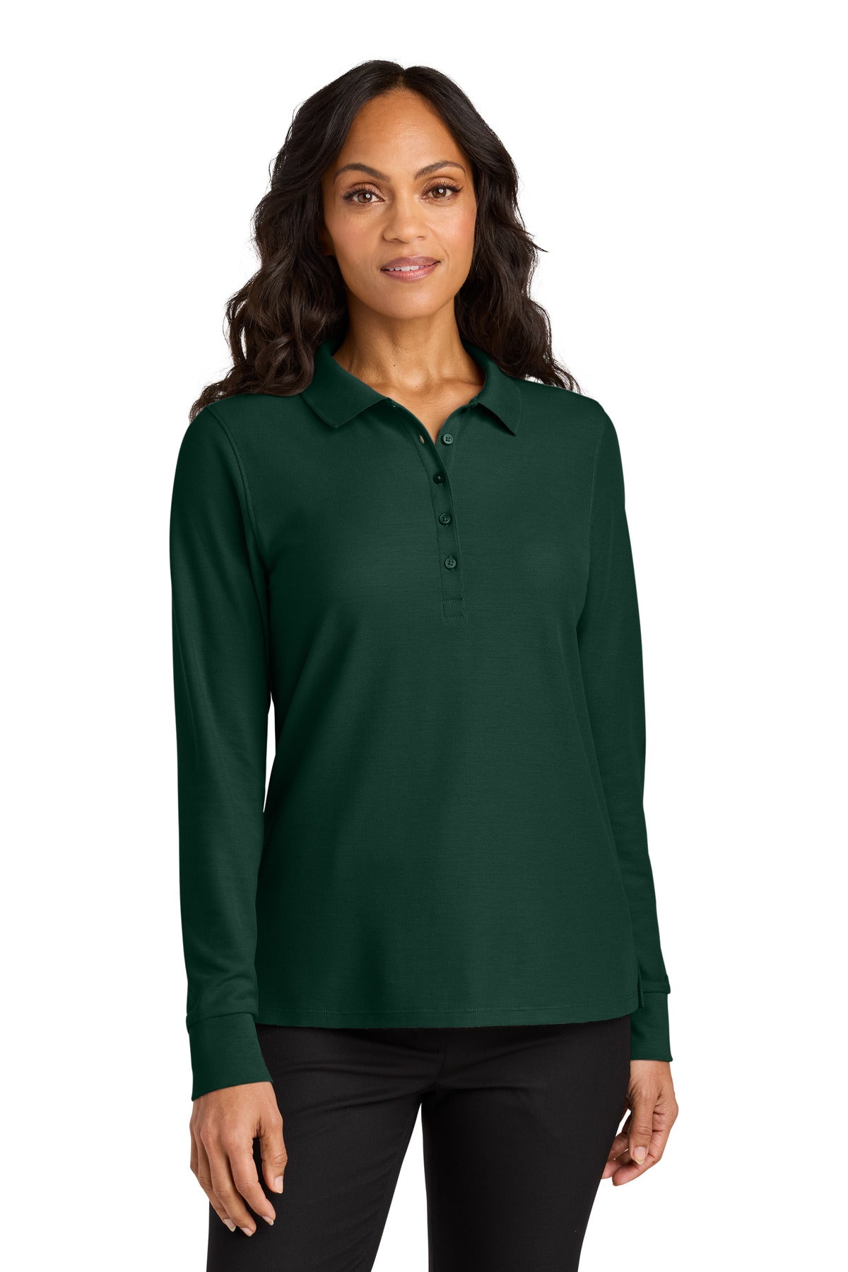 Port Authority Women's Wearever Signature Pique Long Sleeve Polo LK200LS in Dark Green