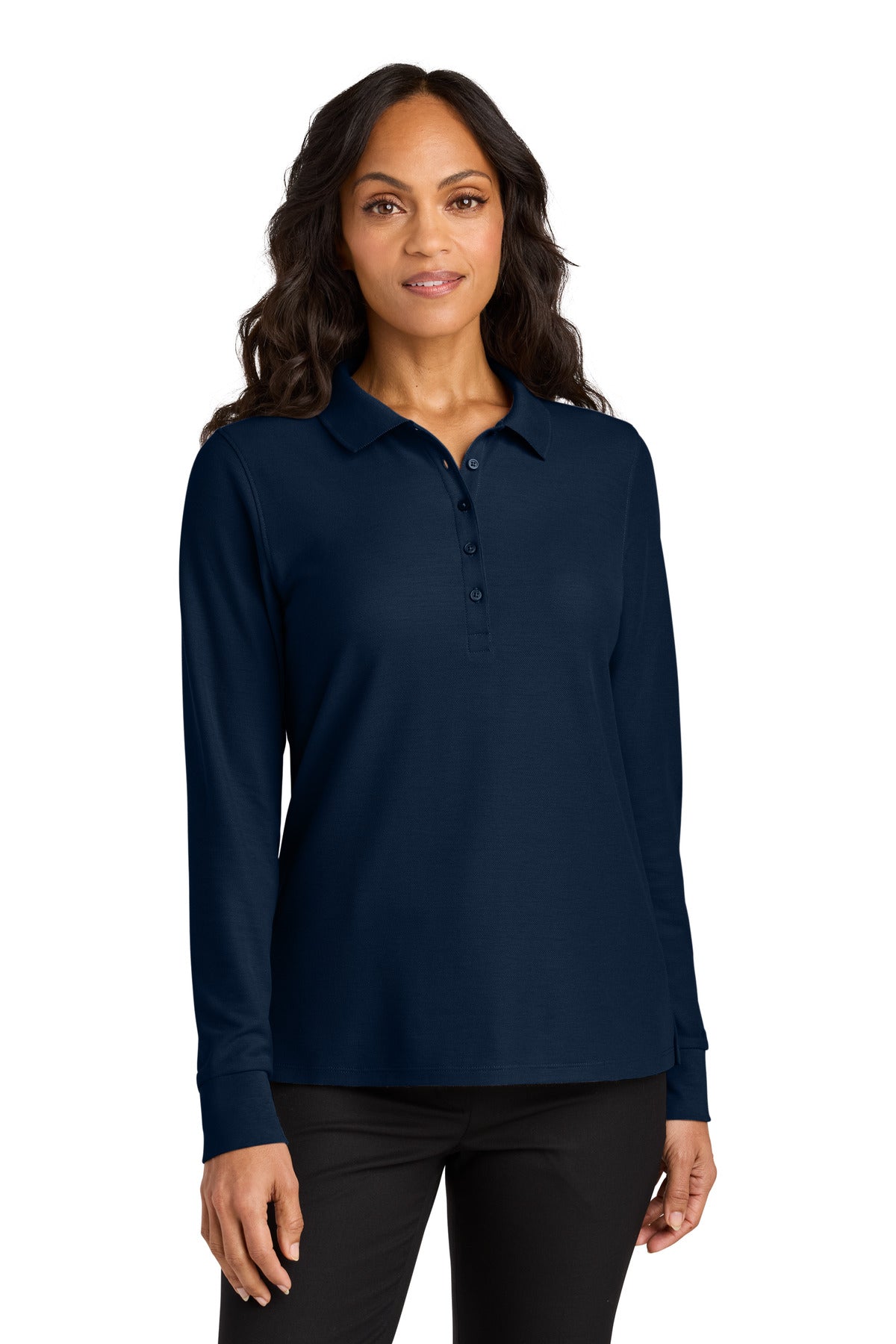 Port Authority Women's Wearever Signature Pique Long Sleeve Polo LK200LS in River Blue Navy