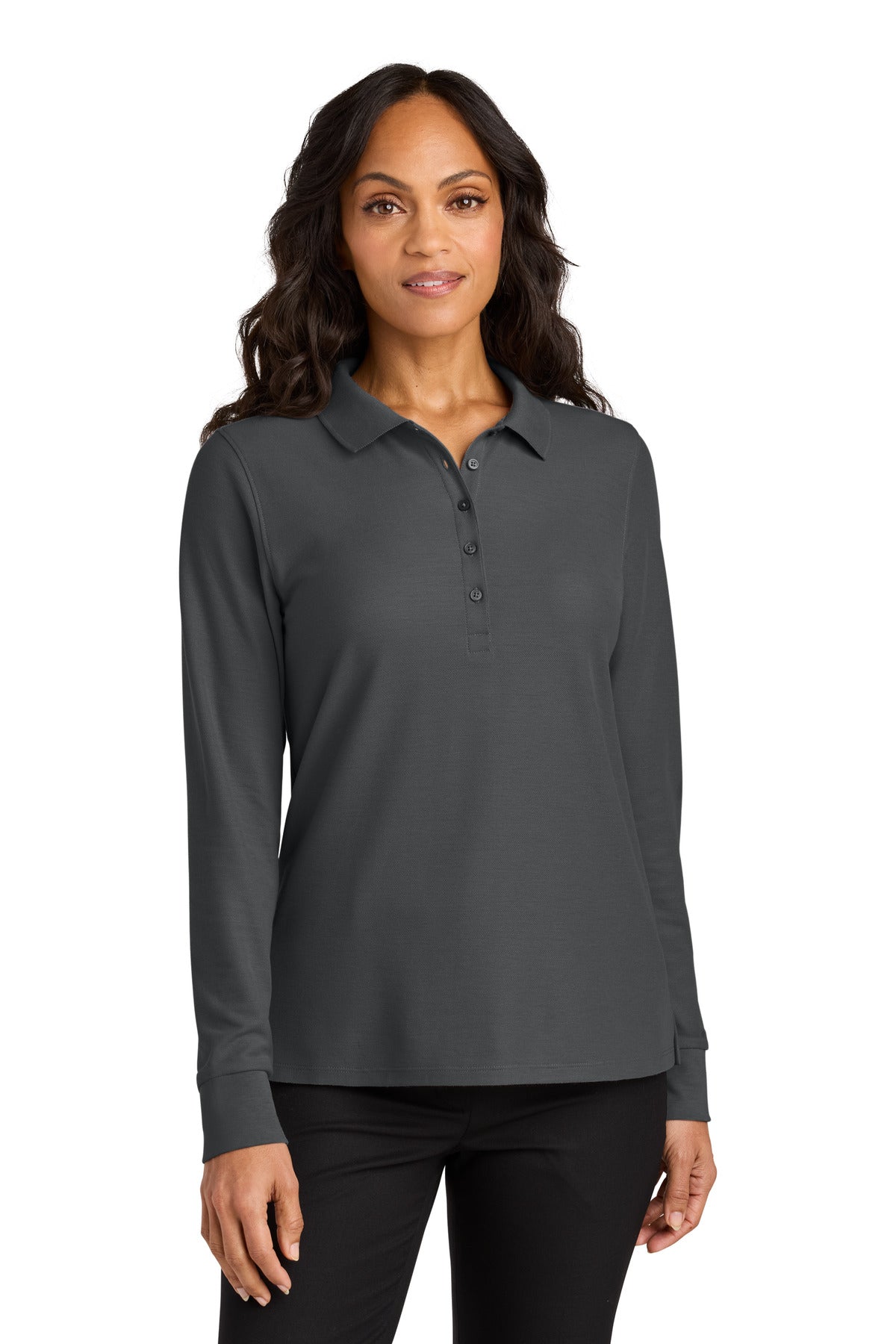 Port Authority Women's Wearever Signature Pique Long Sleeve Polo LK200LS in Storm Grey