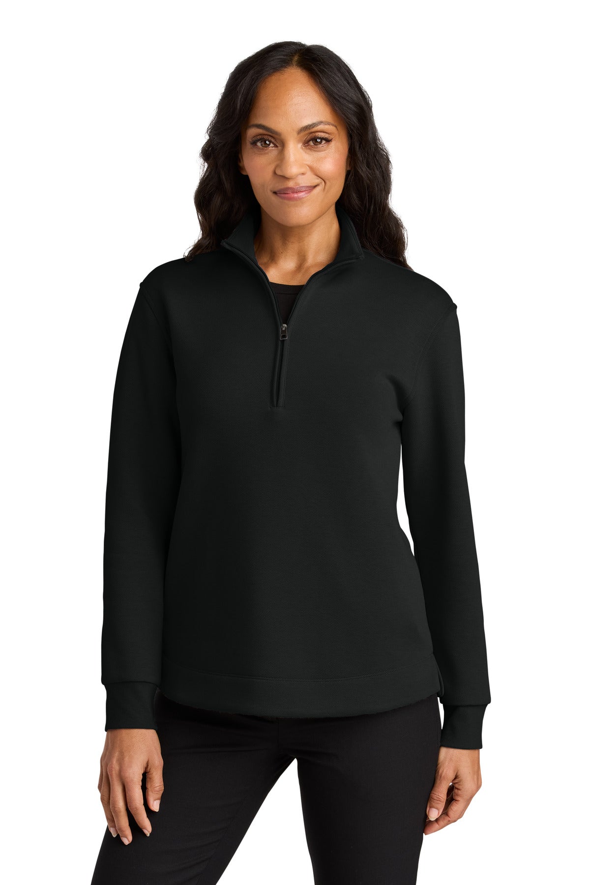 Port Authority Women's Wearever Signature Double Pique 1/4-Zip LK210 in Deep Black