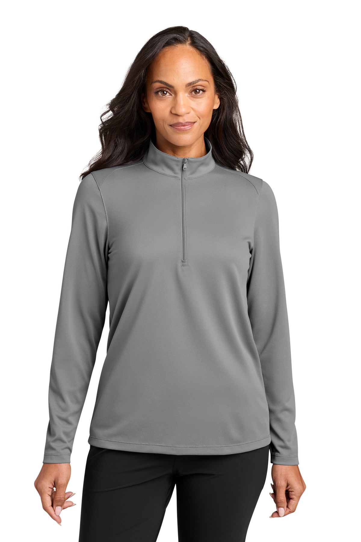 Port Authority Women's Wearever Performance Pique 1/4-Zip LK241 in Gusty Grey
