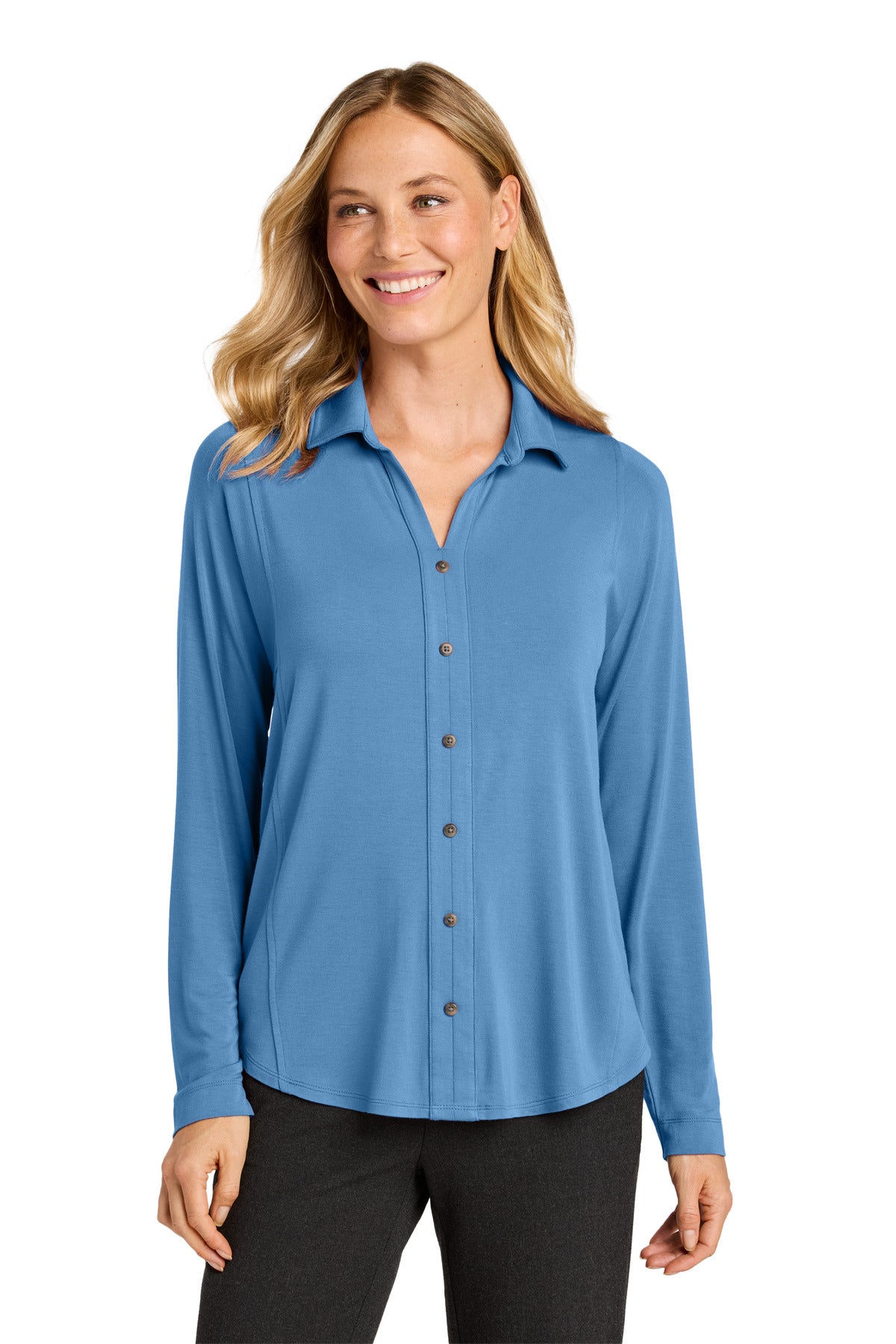 Port Authority Women's Luxe Knit Button Tunic LK5602 in Carolina Blue