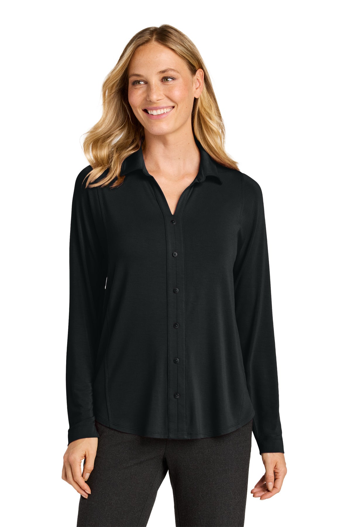 Port Authority Women's Luxe Knit Button Tunic LK5602 in Deep Black