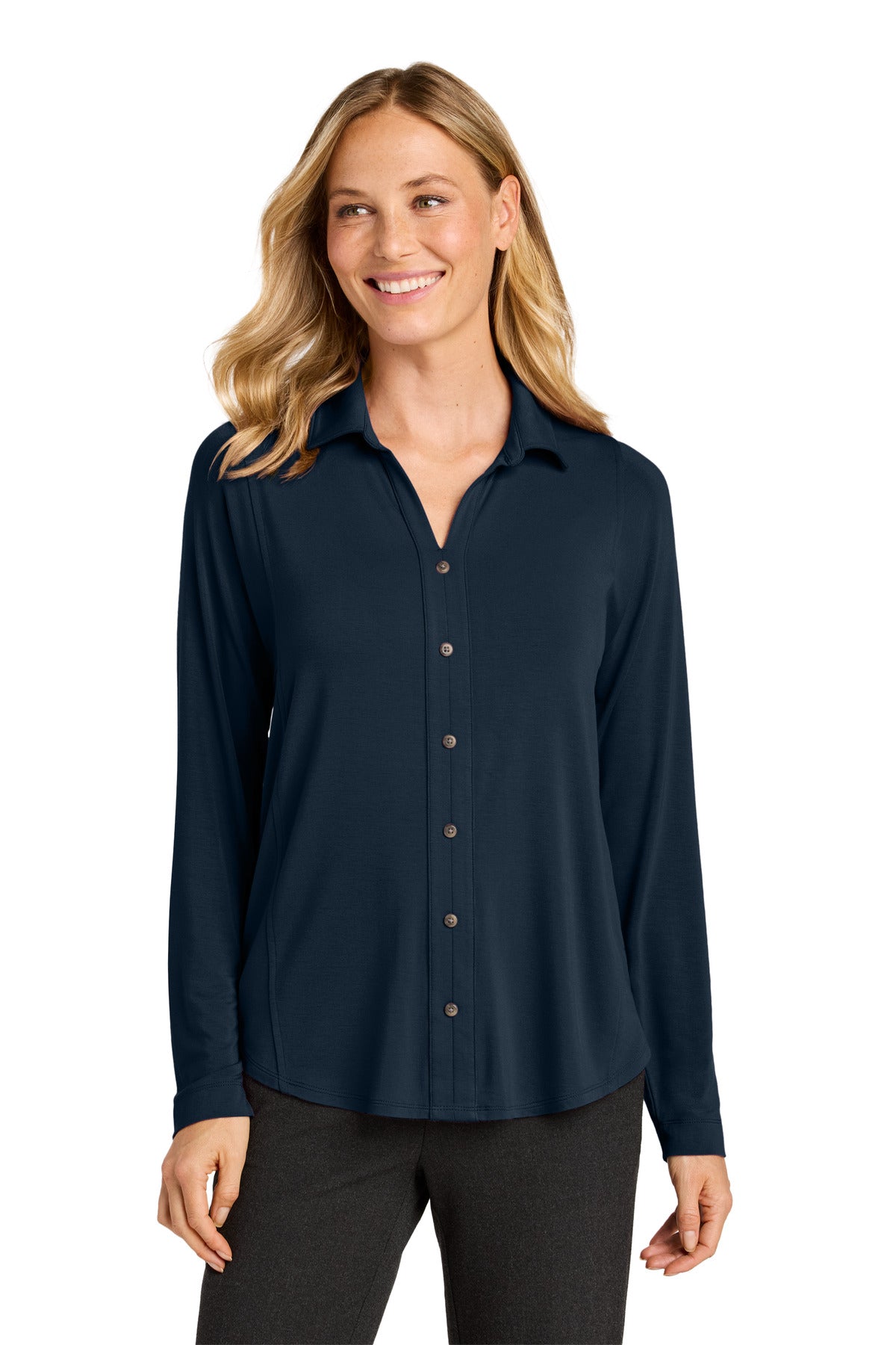 Port Authority Women's Luxe Knit Button Tunic LK5602 in River Blue Navy