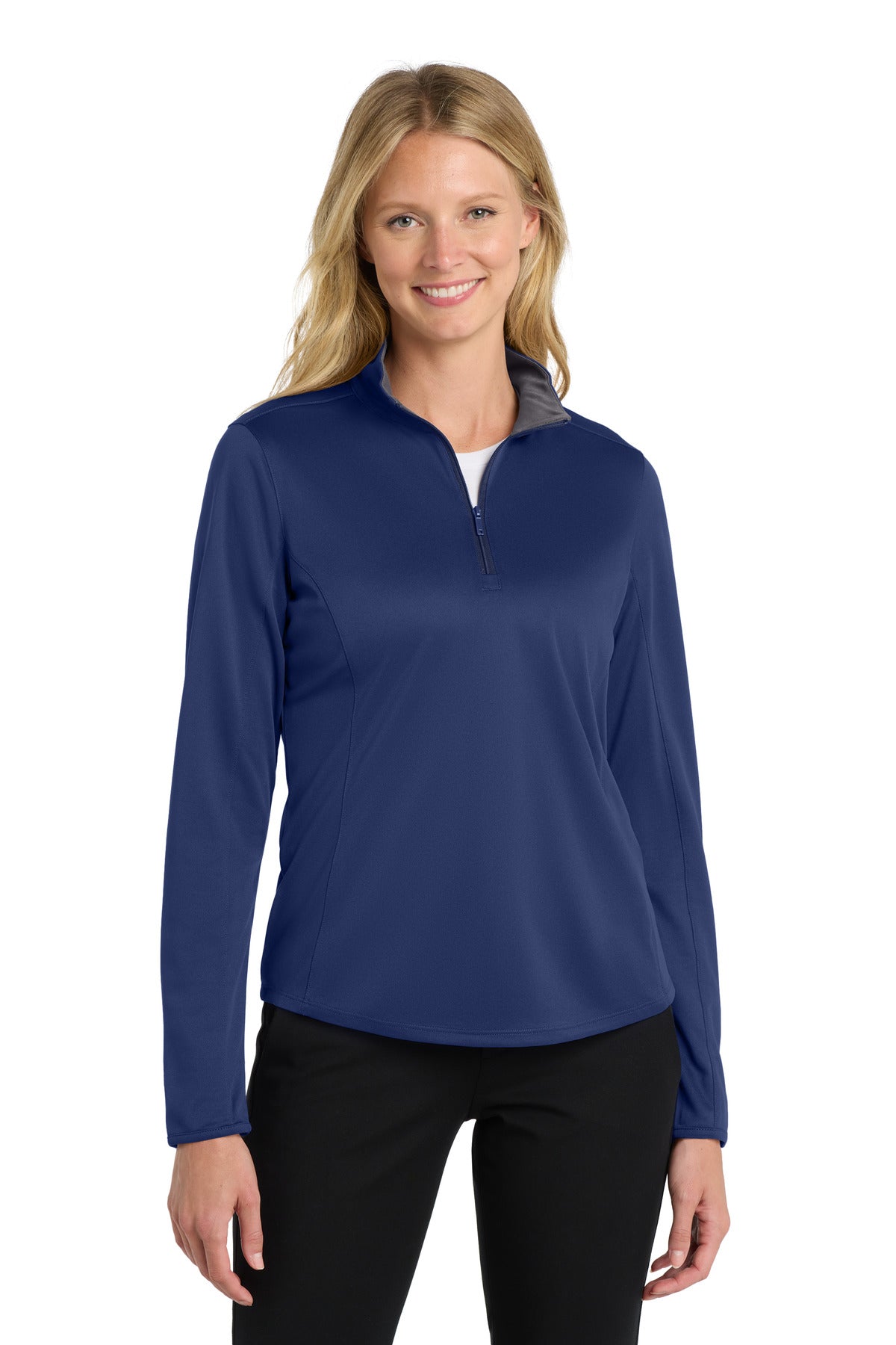 Port Authority  Women's Silk Touch  Performance 1/4-Zip LK584 in Royal/ Steel Grey