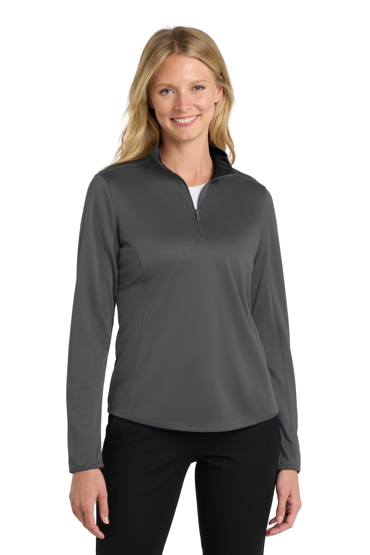 Port Authority  Women's Silk Touch  Performance 1/4-Zip LK584 in Steel Grey/ Black