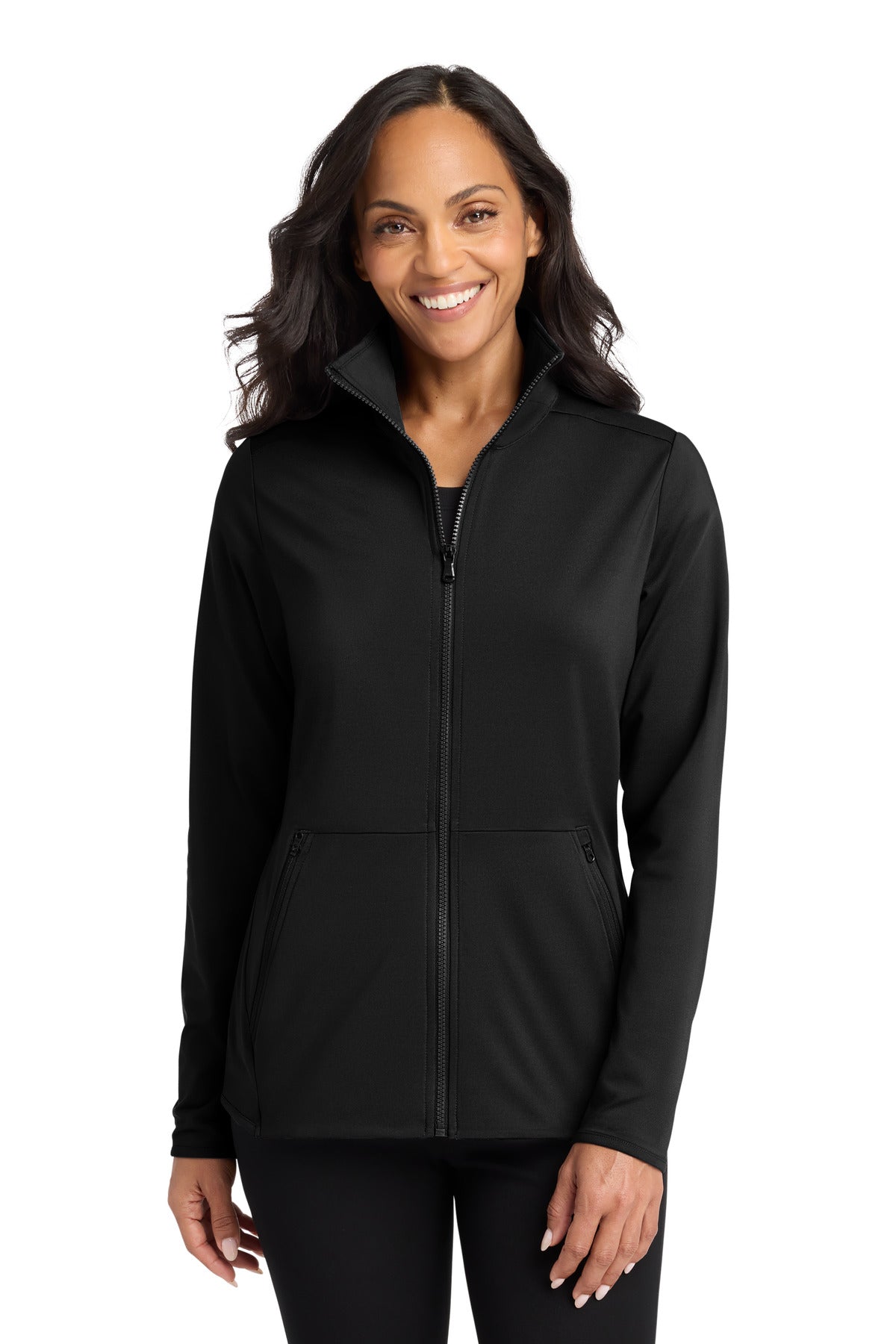 Port Authority Women's Accord Stretch Fleece Full-Zip LK595 in Black