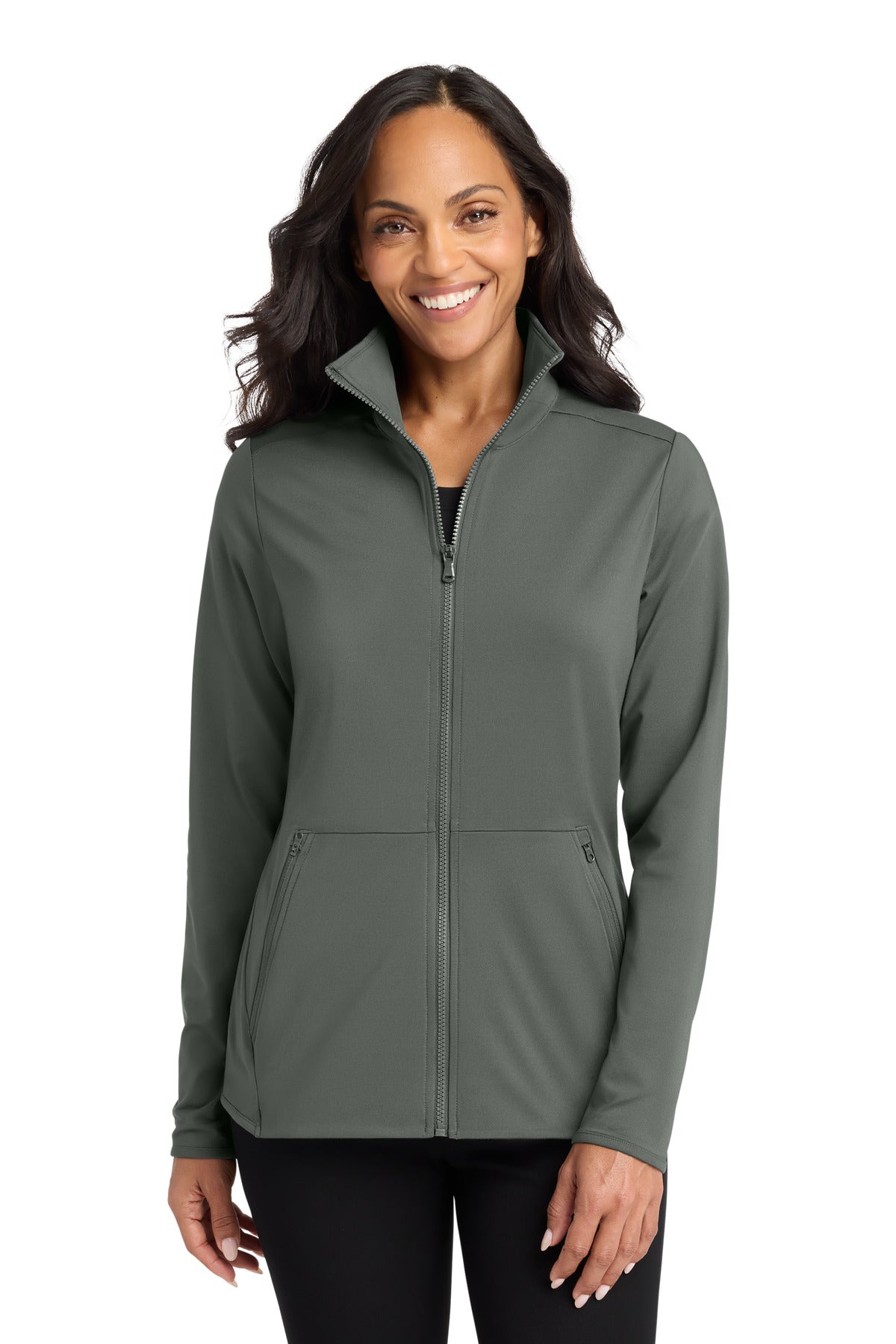 Port Authority Women's Accord Stretch Fleece Full-Zip LK595 in Pewter