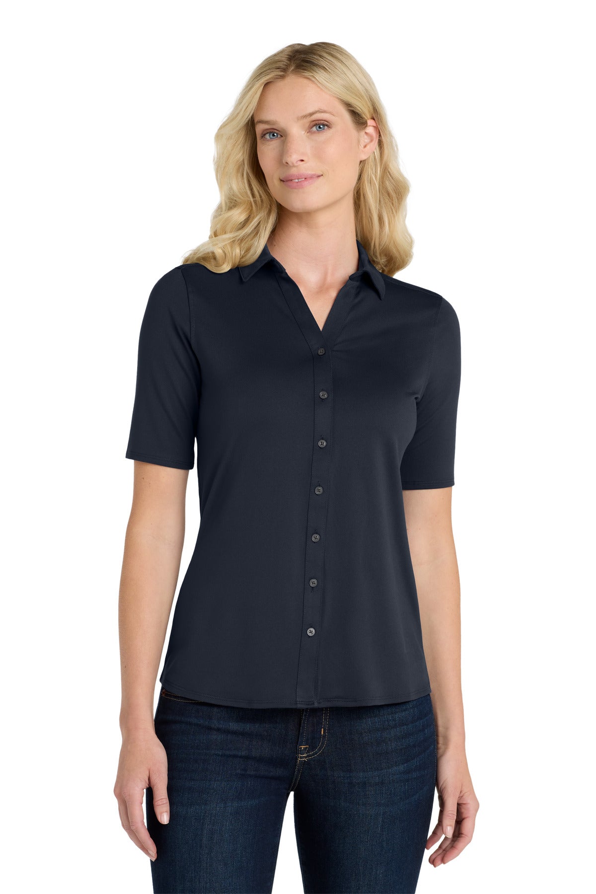Port Authority Women's City Stretch Top. LK682 in River Blue Navy