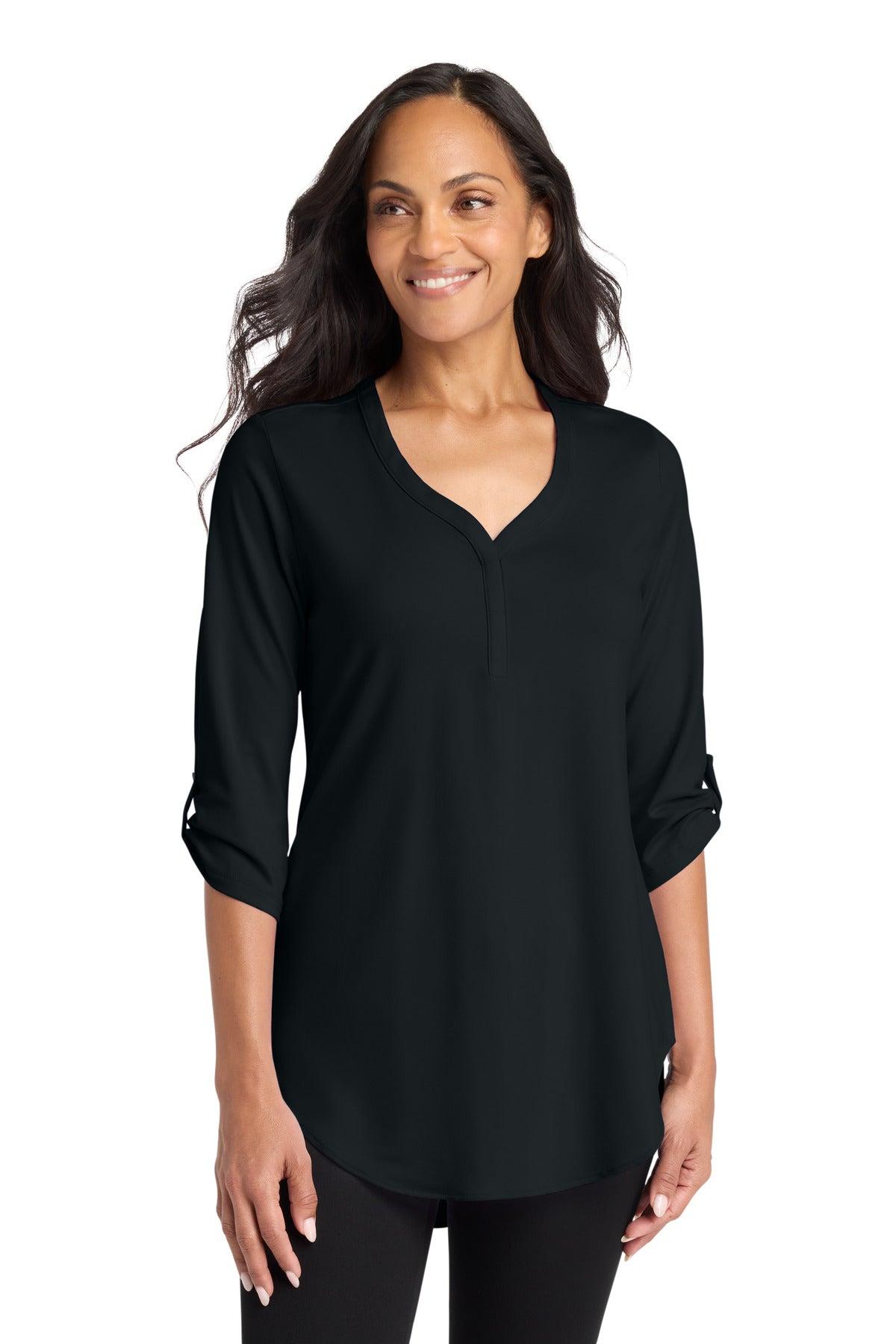 Port Authority Women's City Stretch 3/4-Sleeve Tunic LK6840 in Black