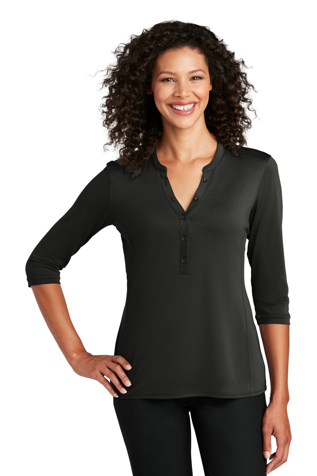 Port Authority   Women's UV Choice Pique Henley LK750 in Black