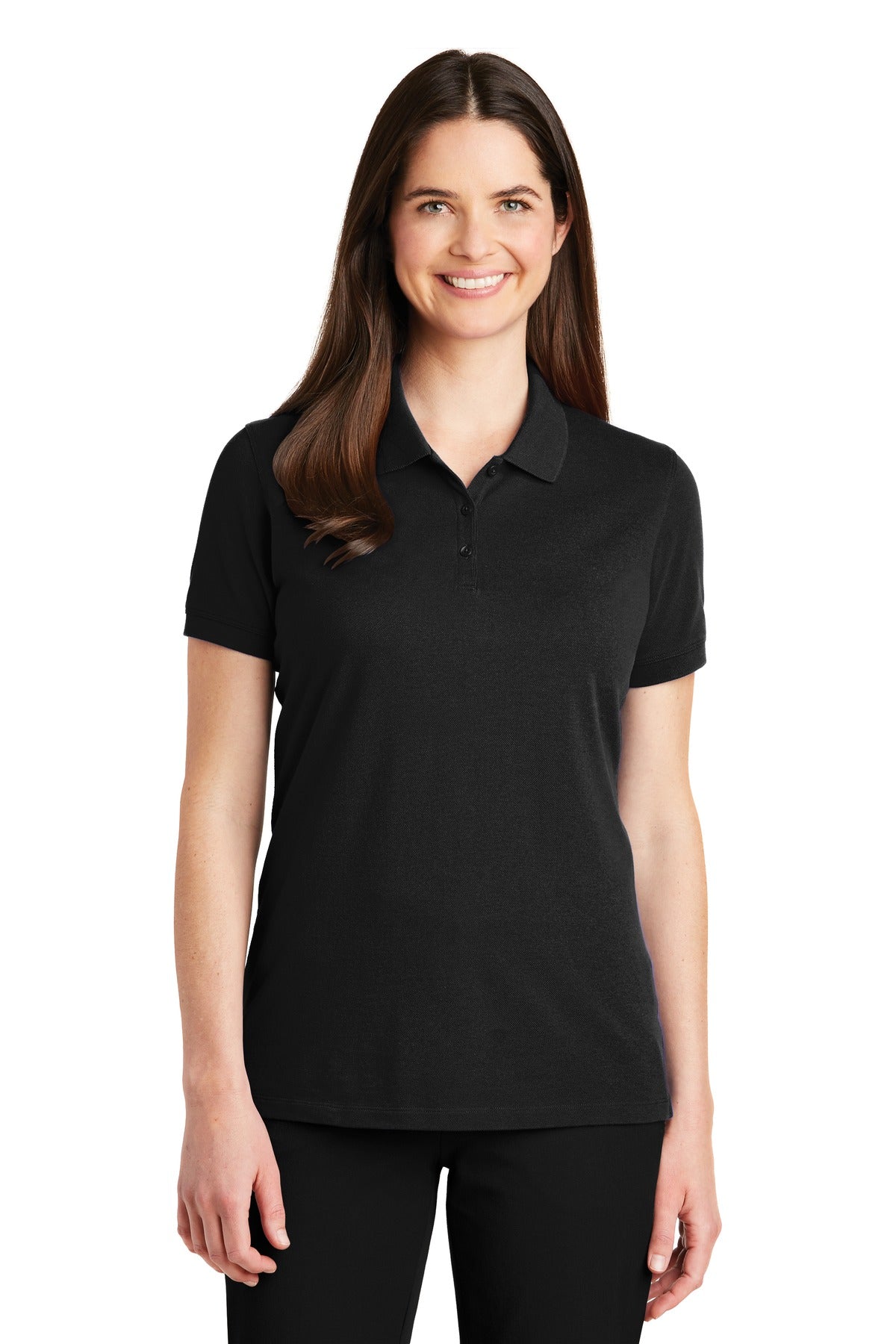 Port Authority Women's EZCotton Polo. LK8000 in Black
