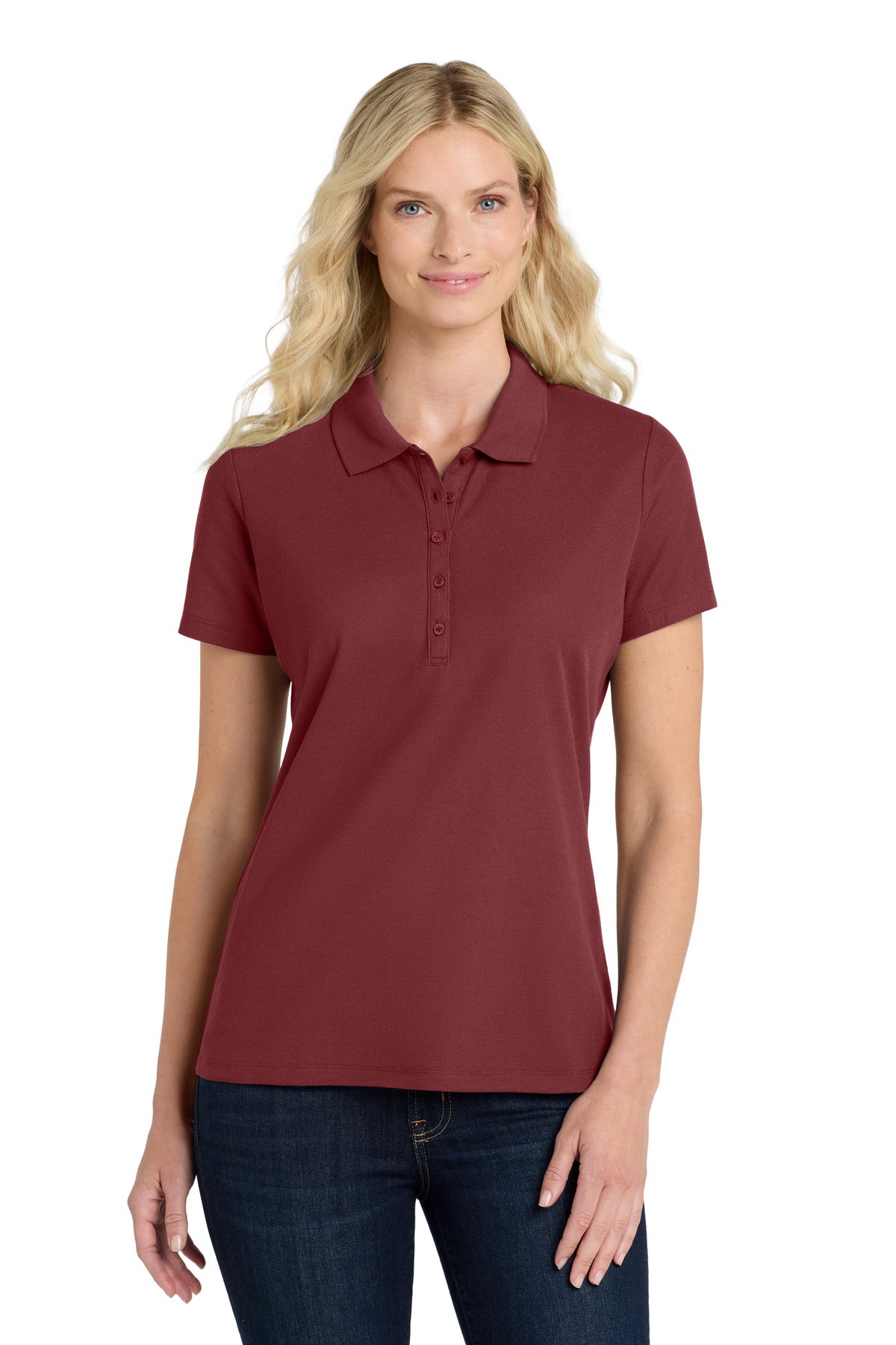 Port Authority Women's SuperPro React  Polo. LK810 in Burgundy