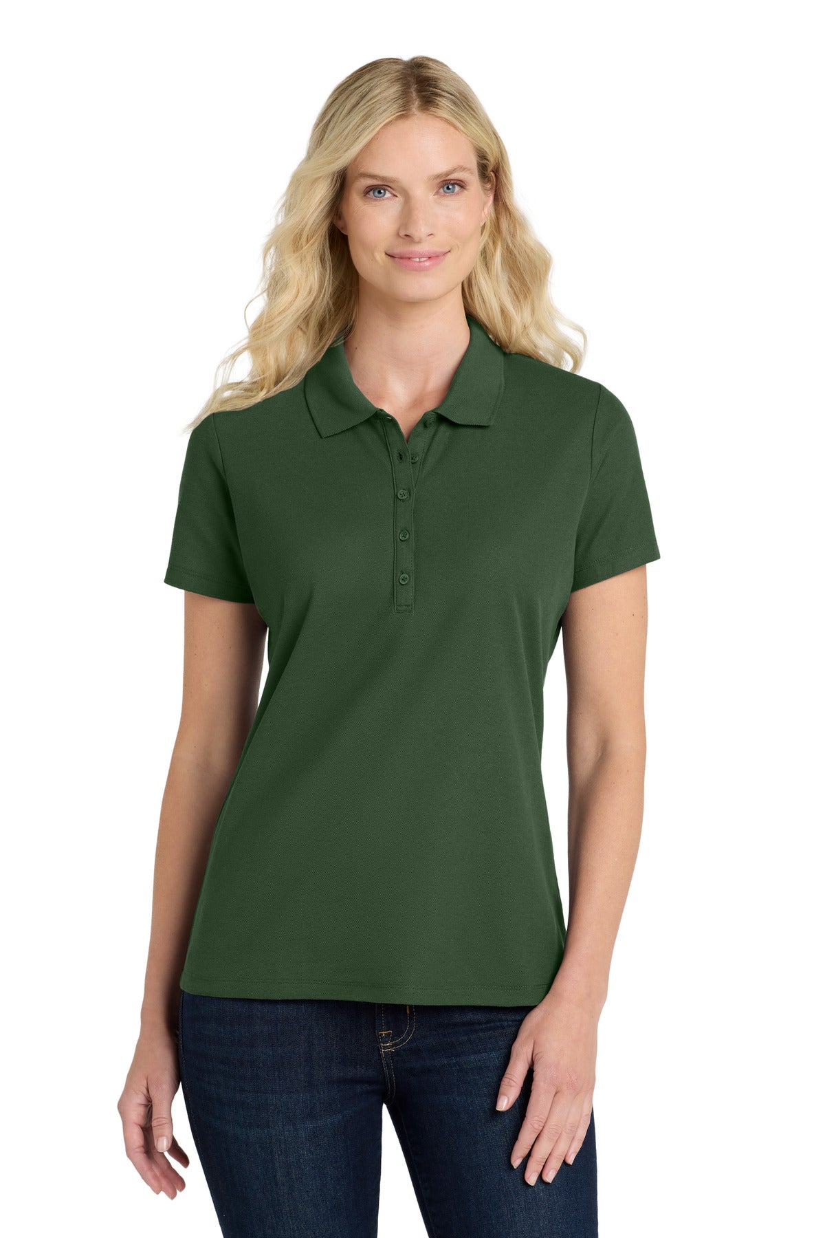 Port Authority Women's SuperPro React  Polo. LK810 in Dark Green