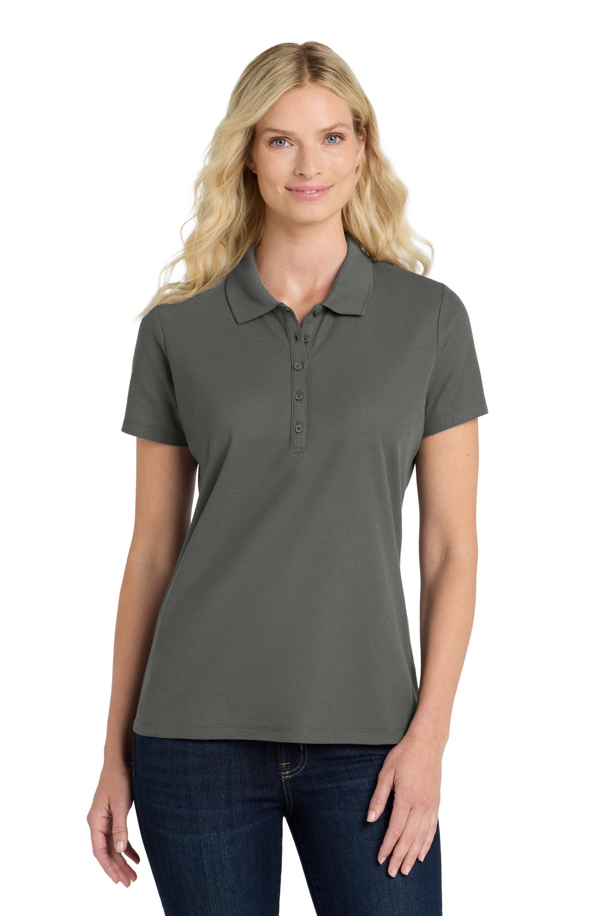 Port Authority Women's SuperPro React  Polo. LK810 in Storm Grey