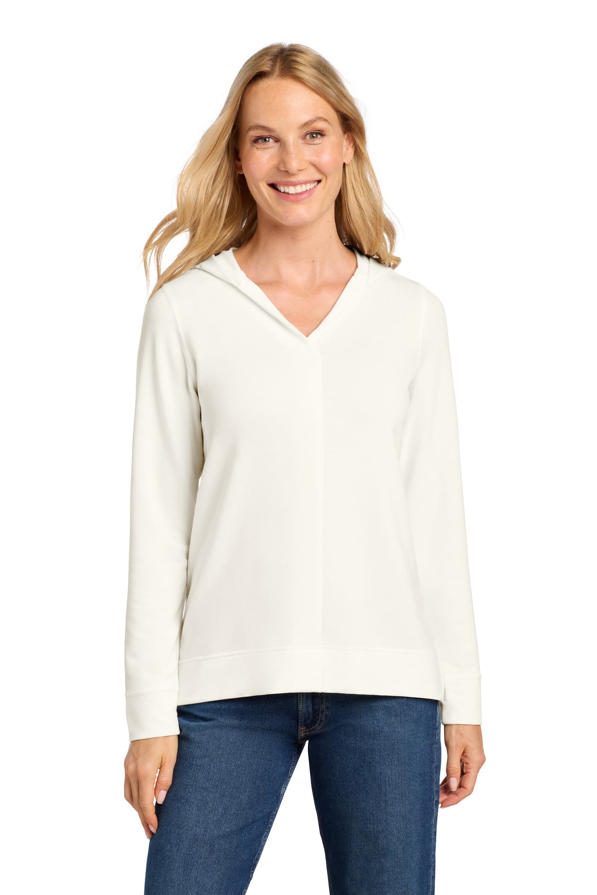 Port Authority Women's Microterry Pullover Hoodie LK826 in Ivory Chiffon