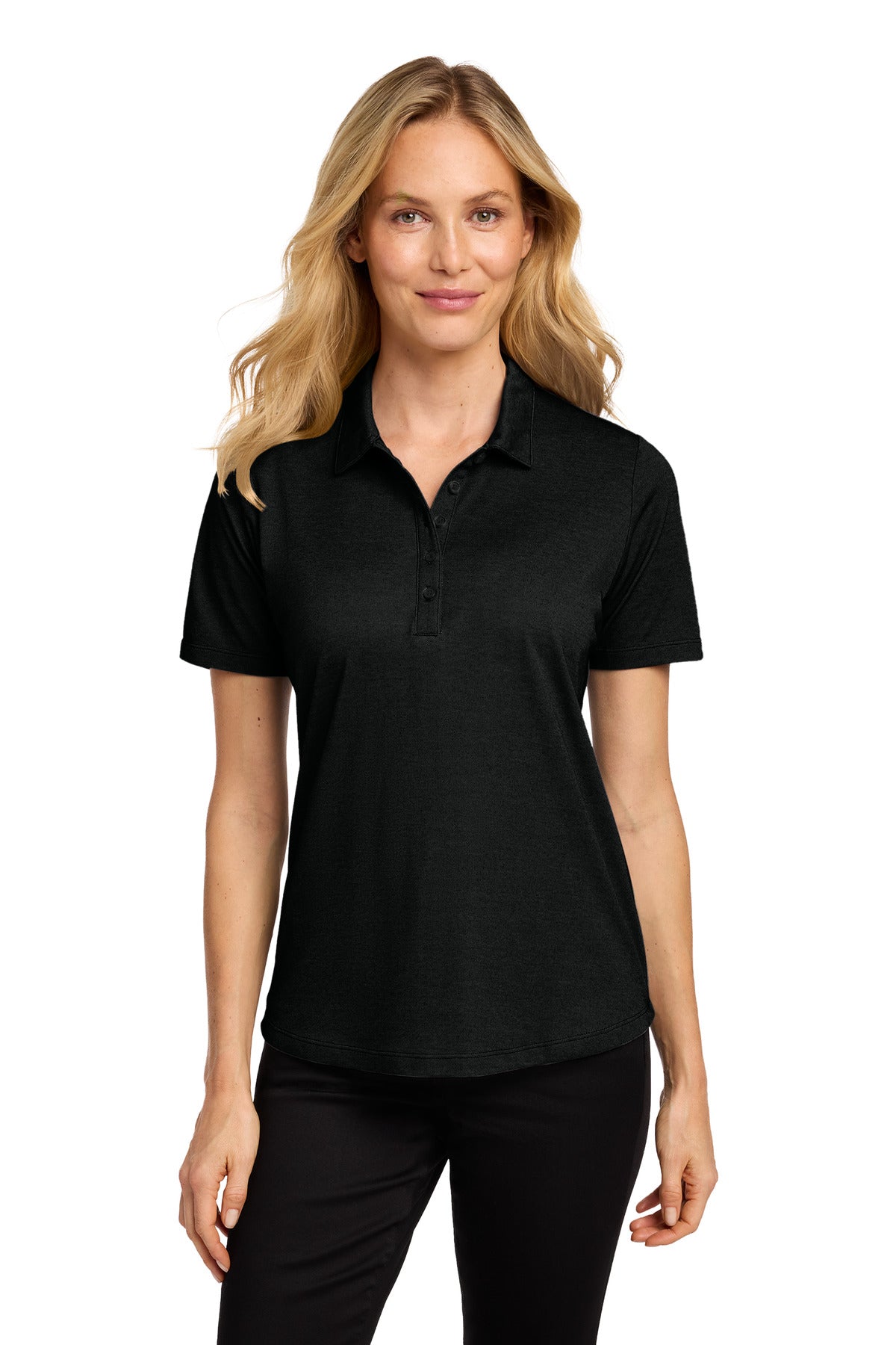 Port Authority Women's Fine Pique Blend Polo LK830 in Black Heather