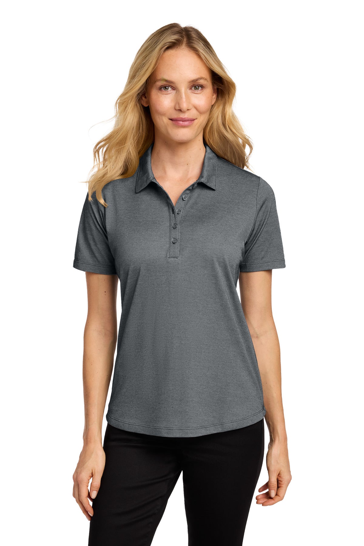 Port Authority Women's Fine Pique Blend Polo LK830 in Charcoal Heather