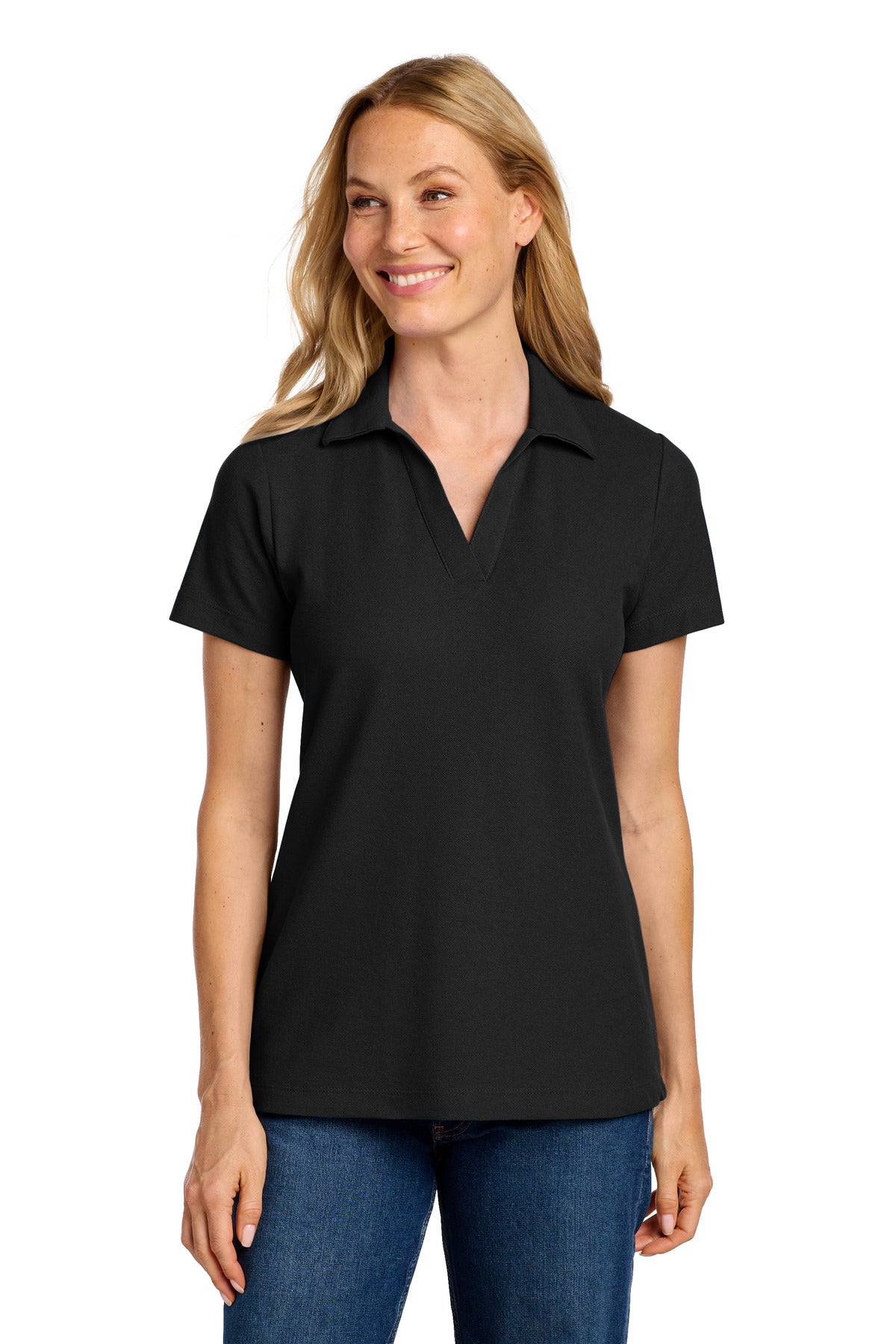 Port Authority Women's C-FREE Cotton Blend Pique Polo LK867 in Black