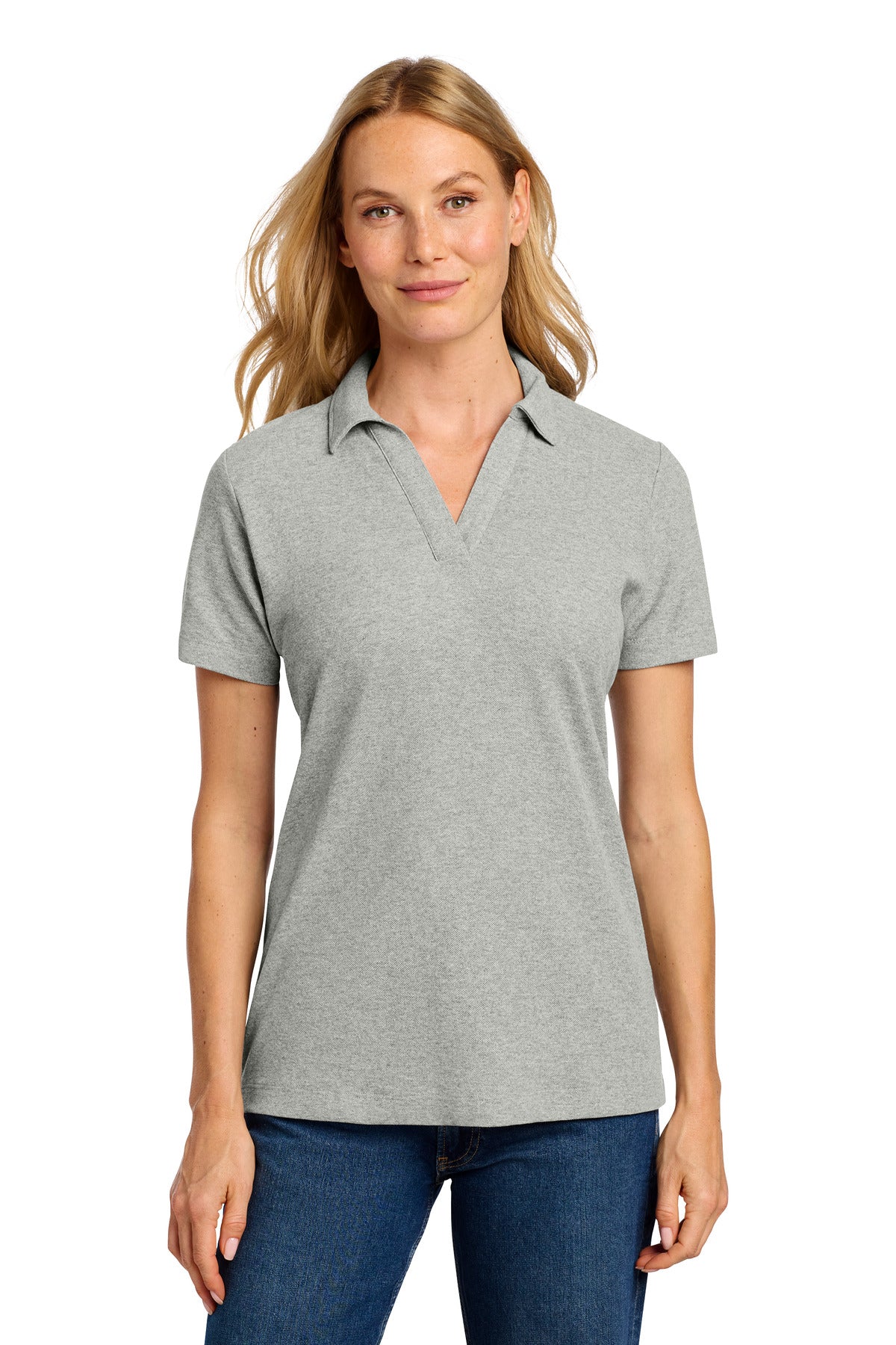 Port Authority Women's C-FREE Cotton Blend Pique Polo LK867 in Deep Smoke Heather
