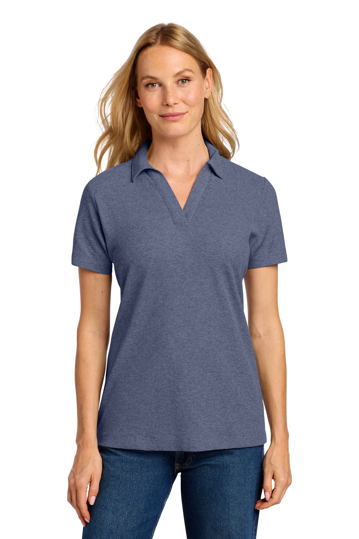 Port Authority Women's C-FREE Cotton Blend Pique Polo LK867 in Navy Heather