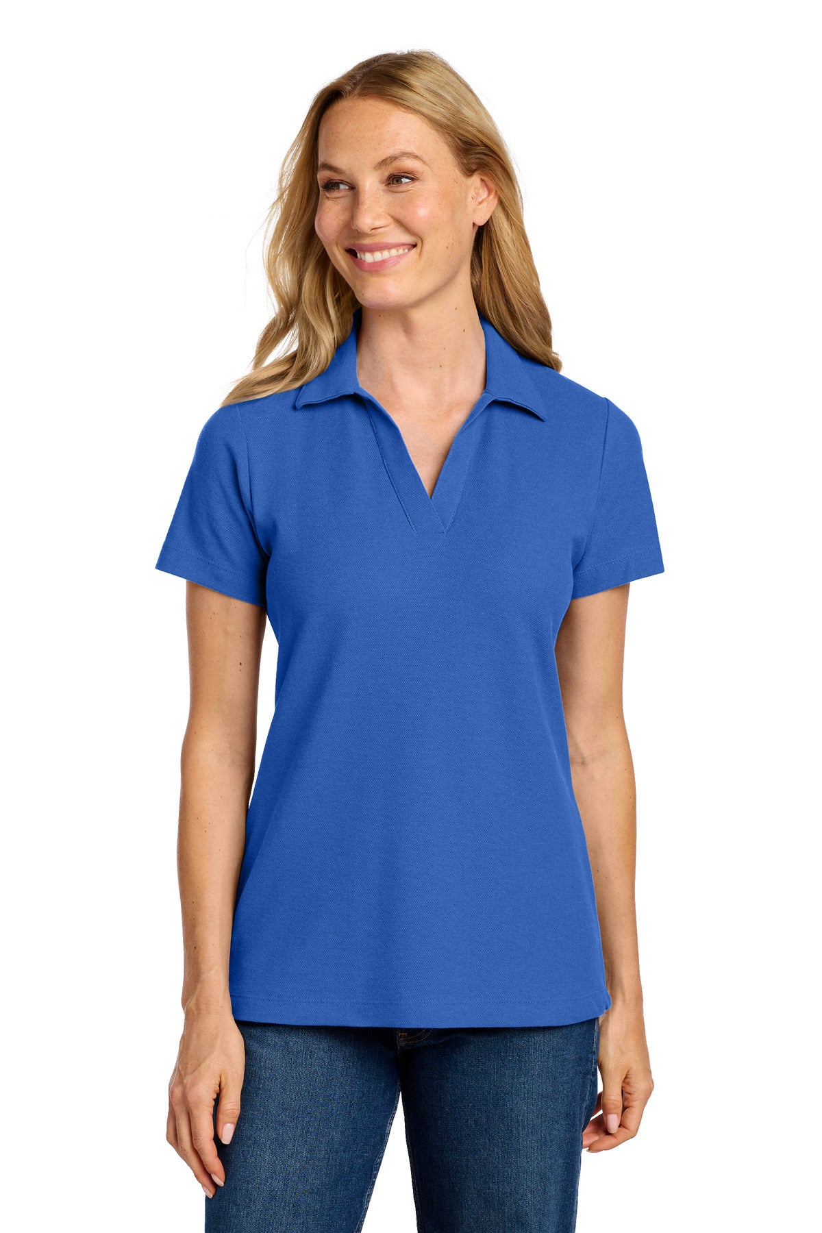 Port Authority Women's C-FREE Cotton Blend Pique Polo LK867 in True Blue