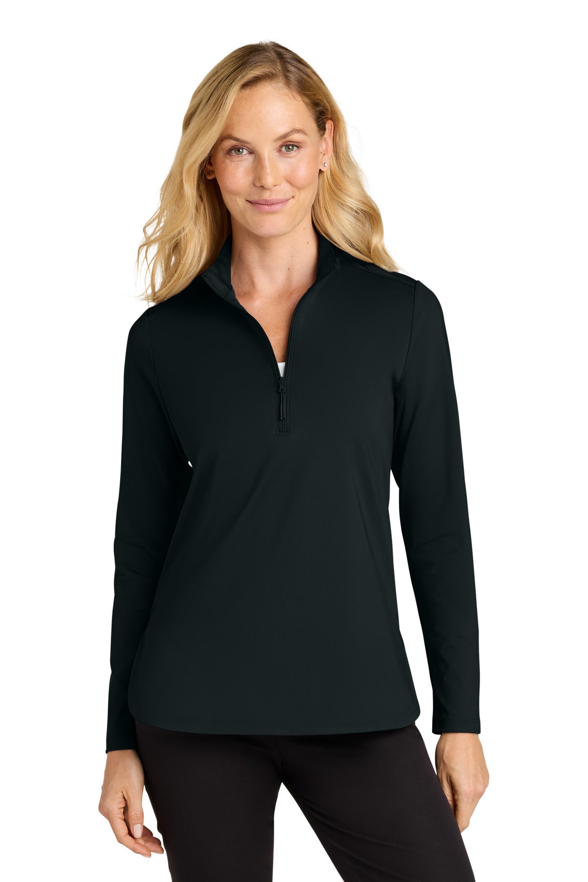Port Authority Women's C-FREE Double Knit 1/4-Zip LK880 in Deep Black