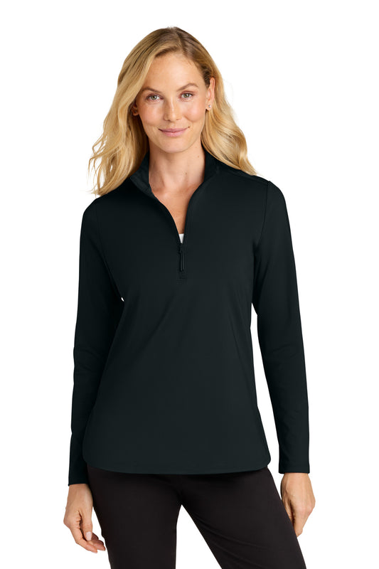 Port Authority Women's C-FREE Double Knit 1/4-Zip LK880 in Deep Black