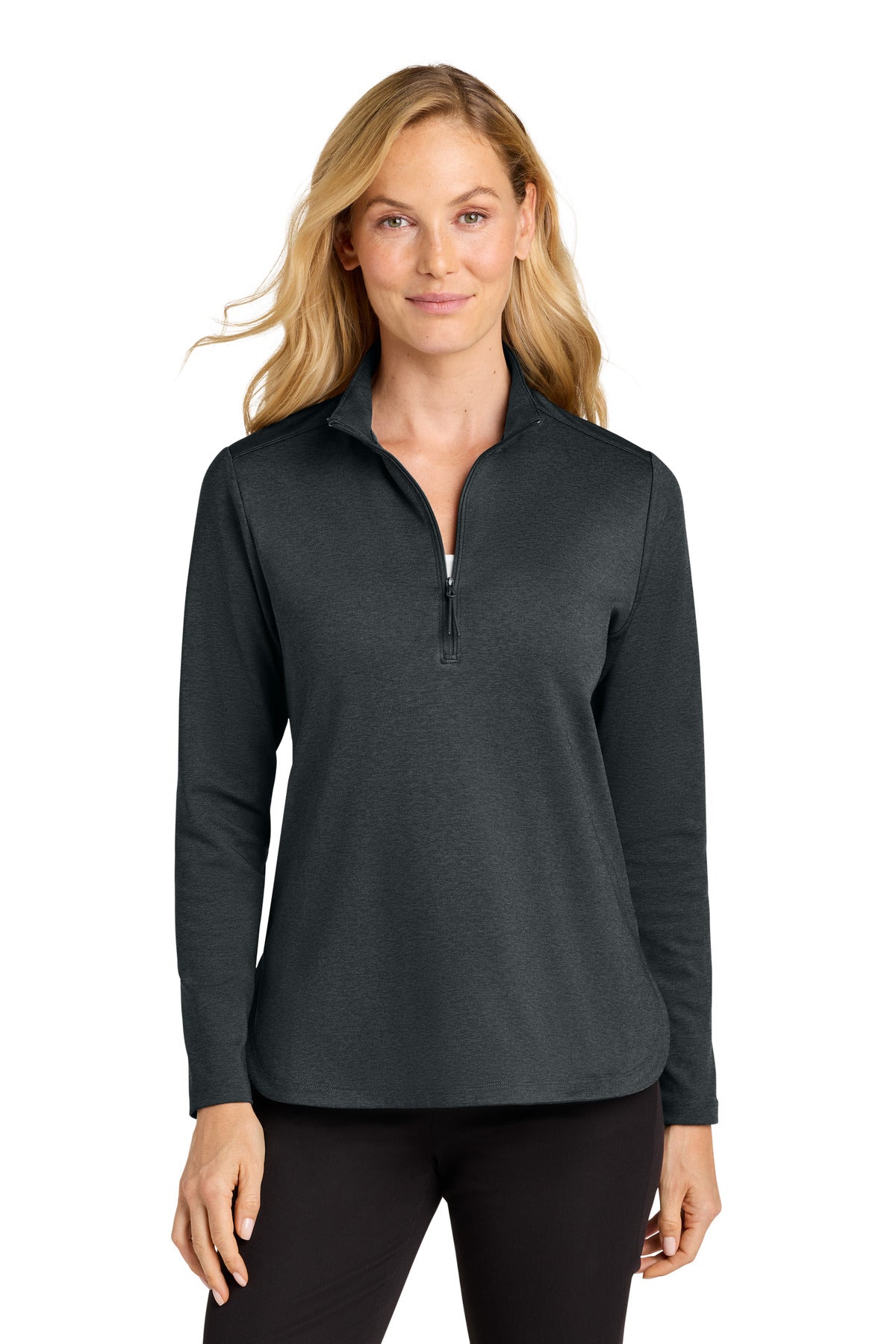 Port Authority Women's C-FREE Double Knit 1/4-Zip LK880 in Grey Steel Heather