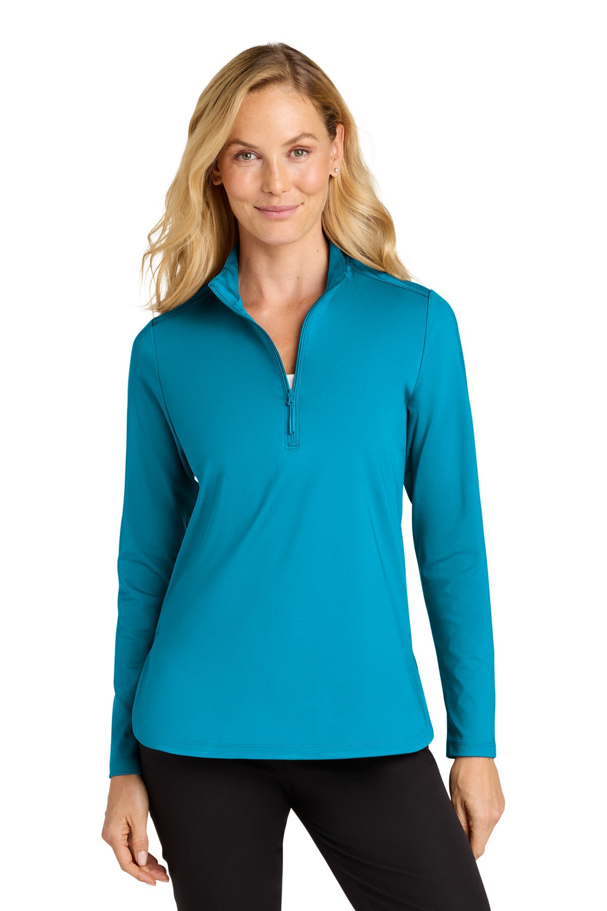 Port Authority Women's C-FREE Double Knit 1/4-Zip LK880 in Parcel Blue
