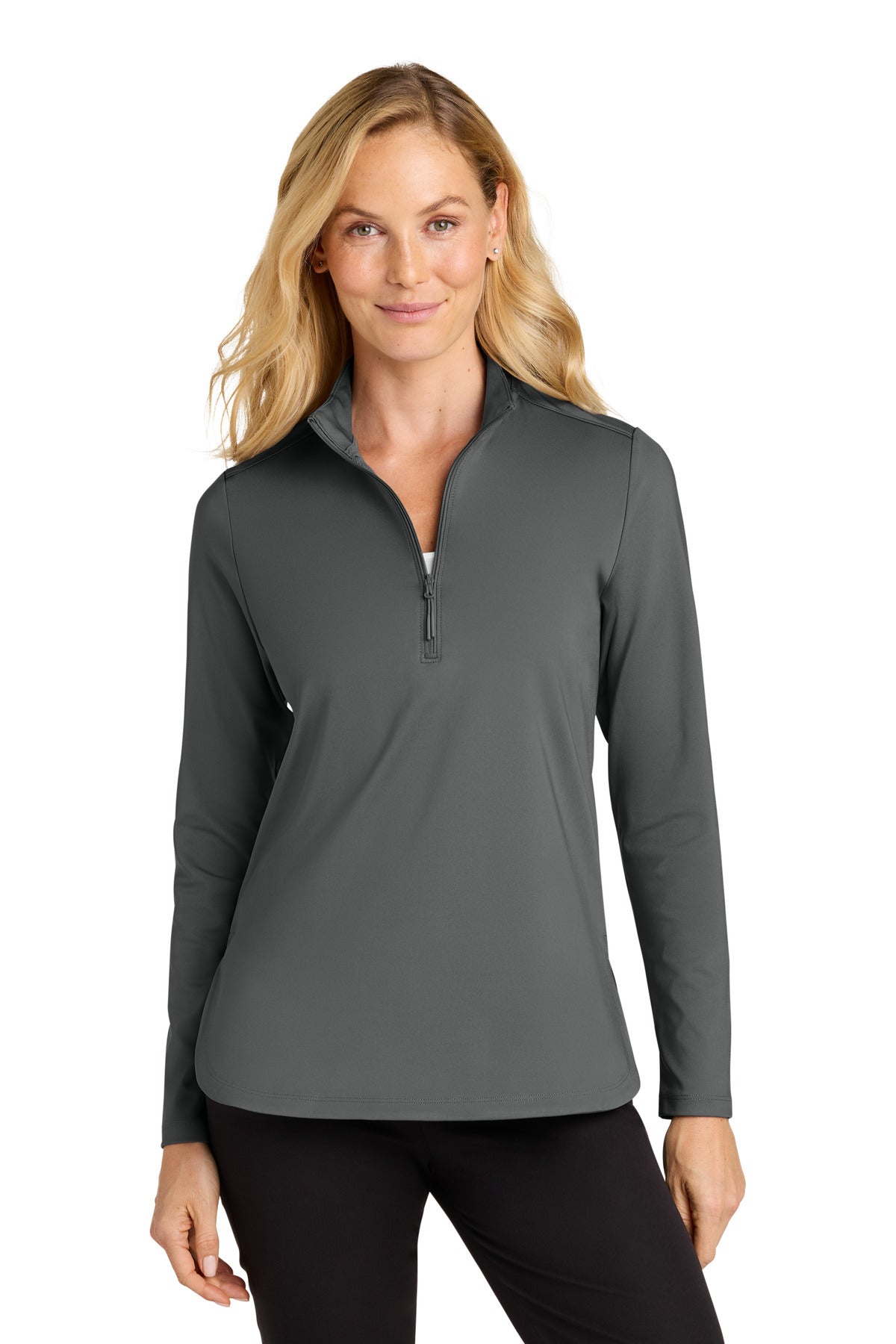 Port Authority Women's C-FREE Double Knit 1/4-Zip LK880 in Smoke Grey